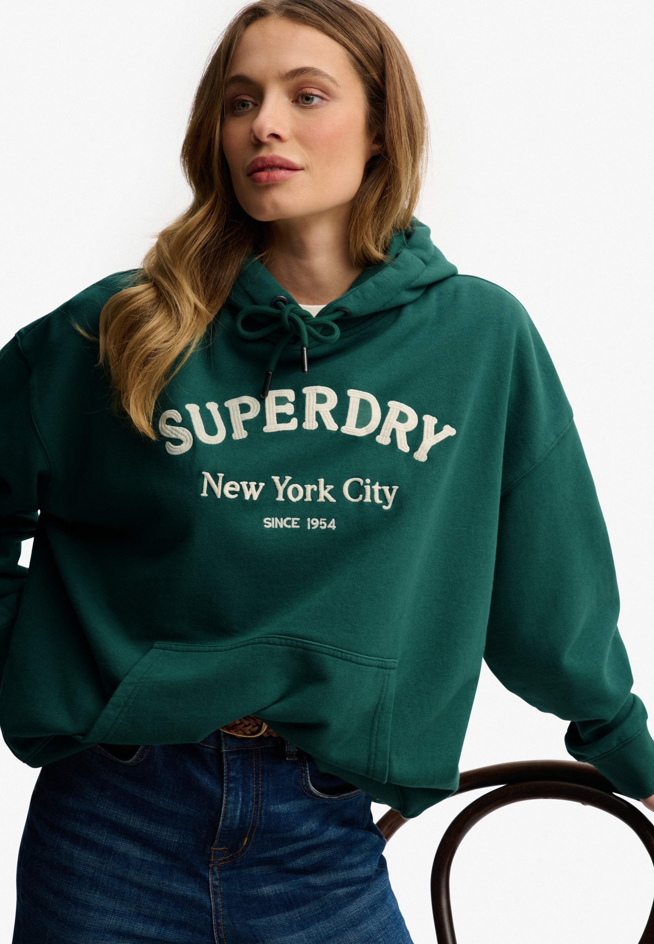 Superdry Kapuzensweatshirt »Luxe Casual Emb Relaxed Hood«, Baumwolle, oversize
