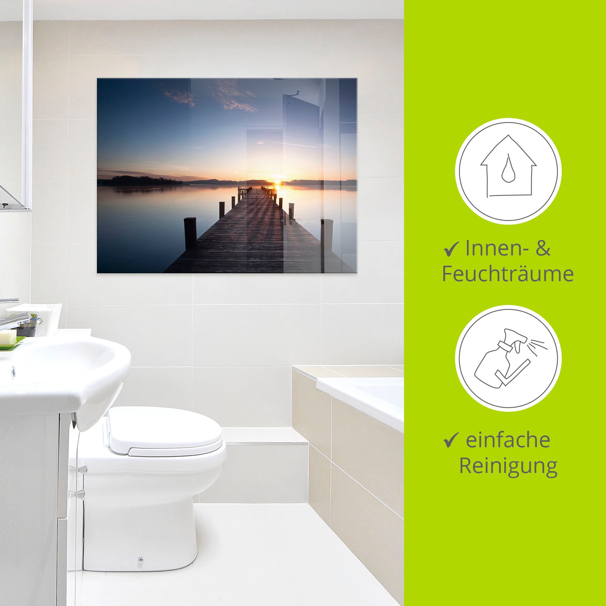 Artland Glasbild »Sonnenstrahlen - Sonnenuntergang« Gewässer 1 Stk. tlg. in verschiedenen Grössen