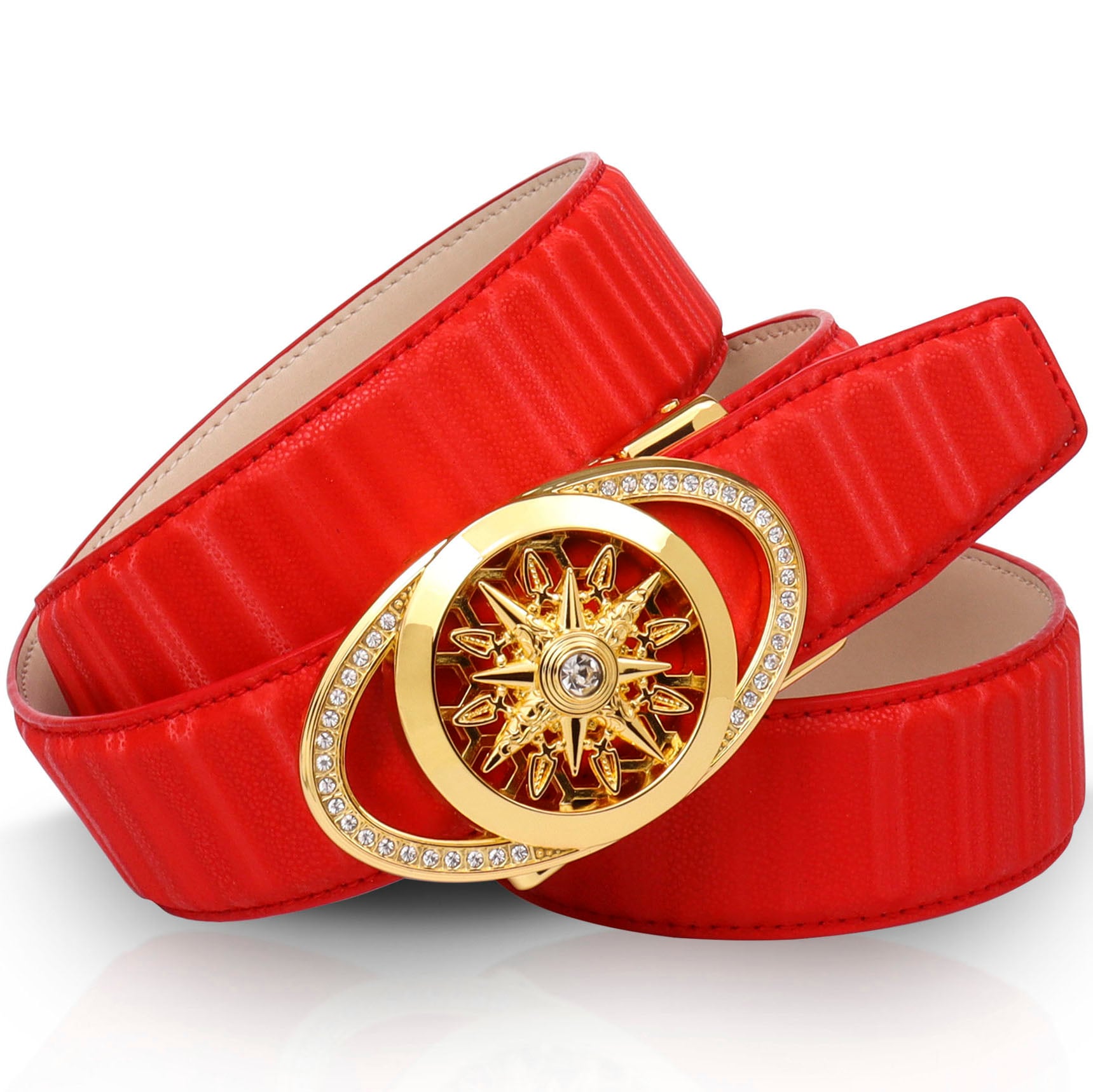 ♕ Anthoni Crown Ledergürtel, Filigrane goldfarbene Automatik-Schliesse und drehender  Windrose versandkostenfrei bestellen