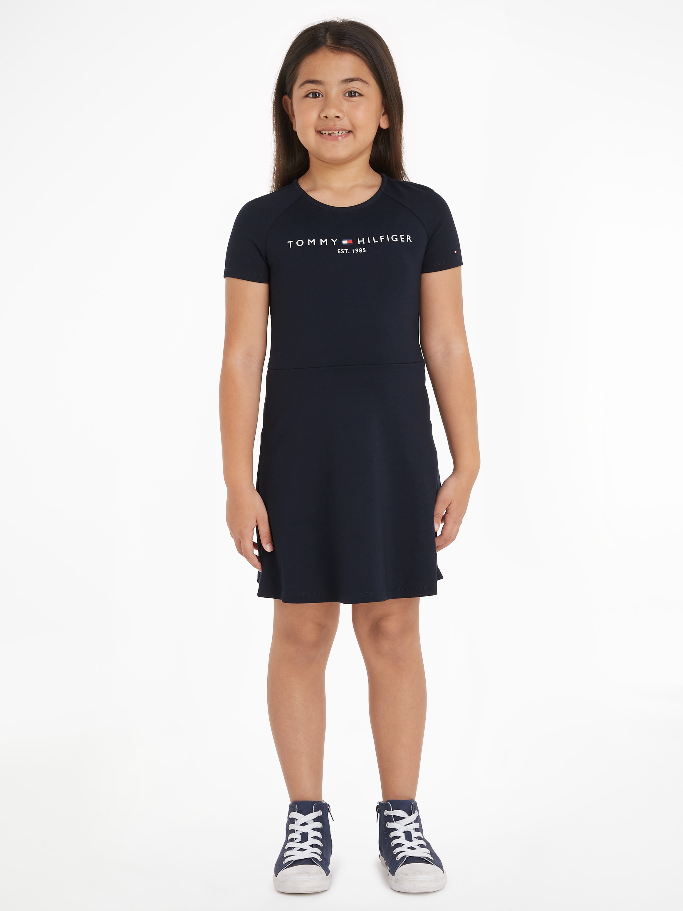 A-Linien-Kleid »PUNTO FIT & FLARE DRESS SS«, Kinder bis 16 Jahre mit Logoschriftzug