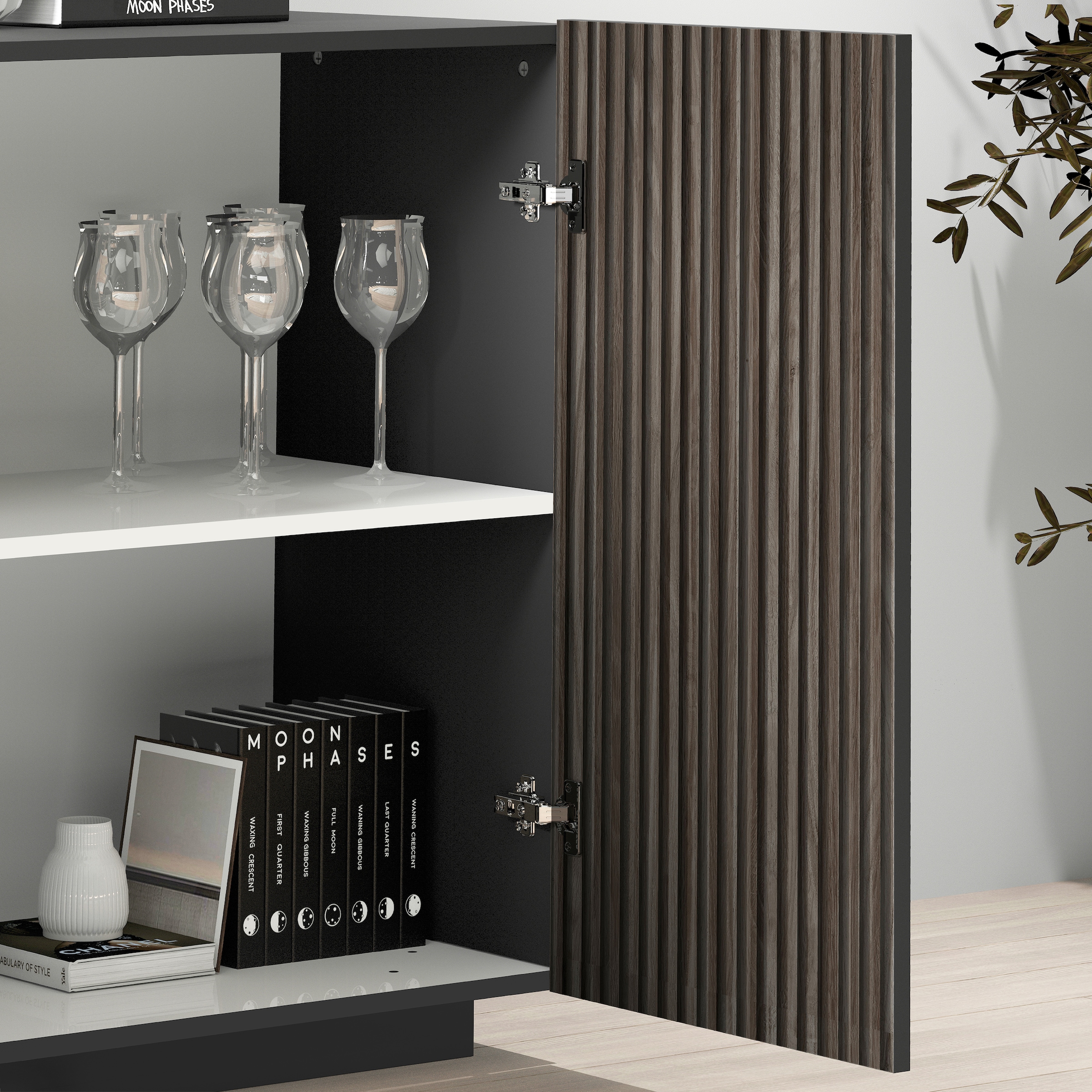 INOSIGN Sideboard »Vega Sideboard,Kommode,220 cm«, mit 4 Türen und 3 Schubladen,Fronten mit Rillen-Optik