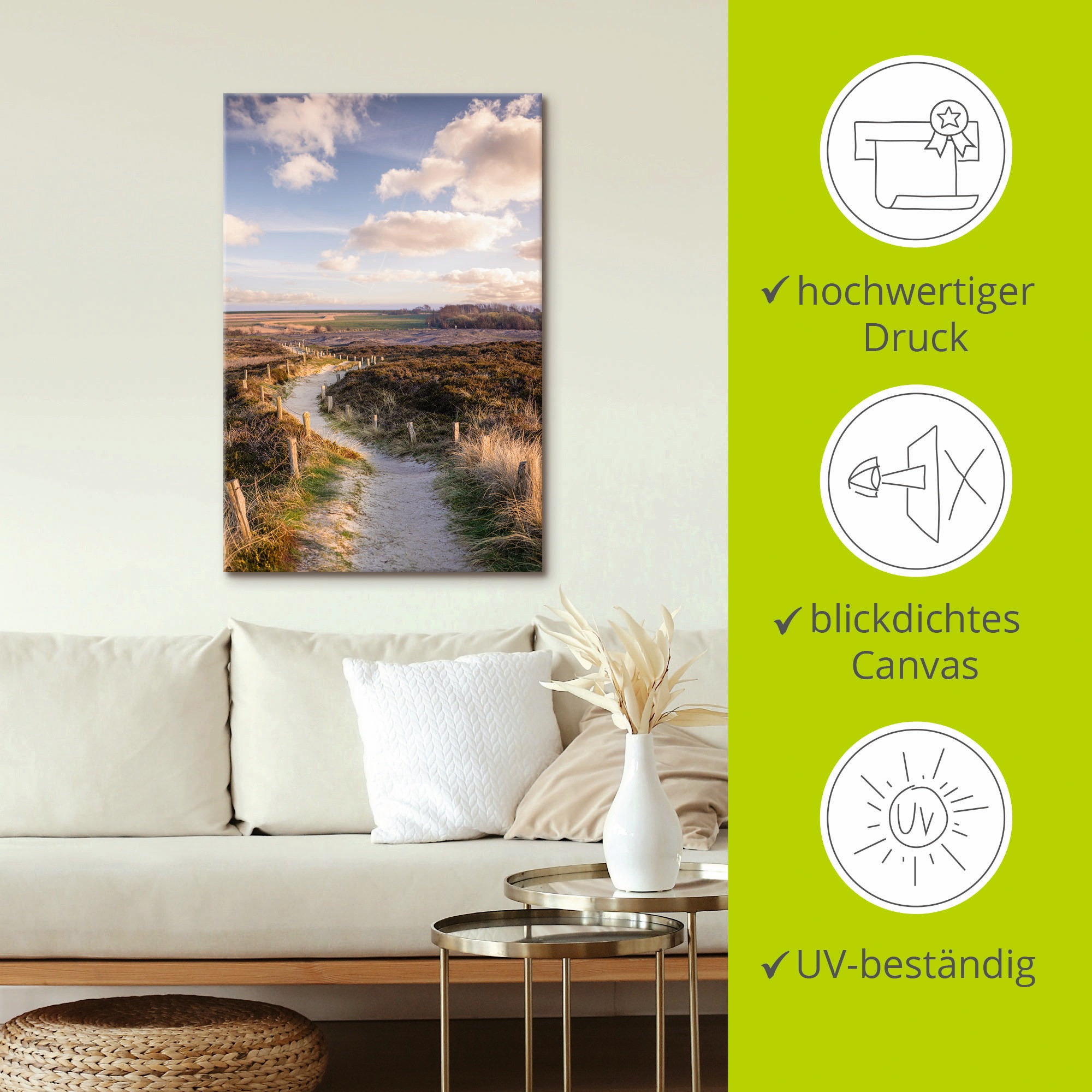 Artland Tableau sur toile »Weg durch Naturschutzgebiet Morsum-Kliff« 1 cuis tlg. auf Holzrahmen gespannt
