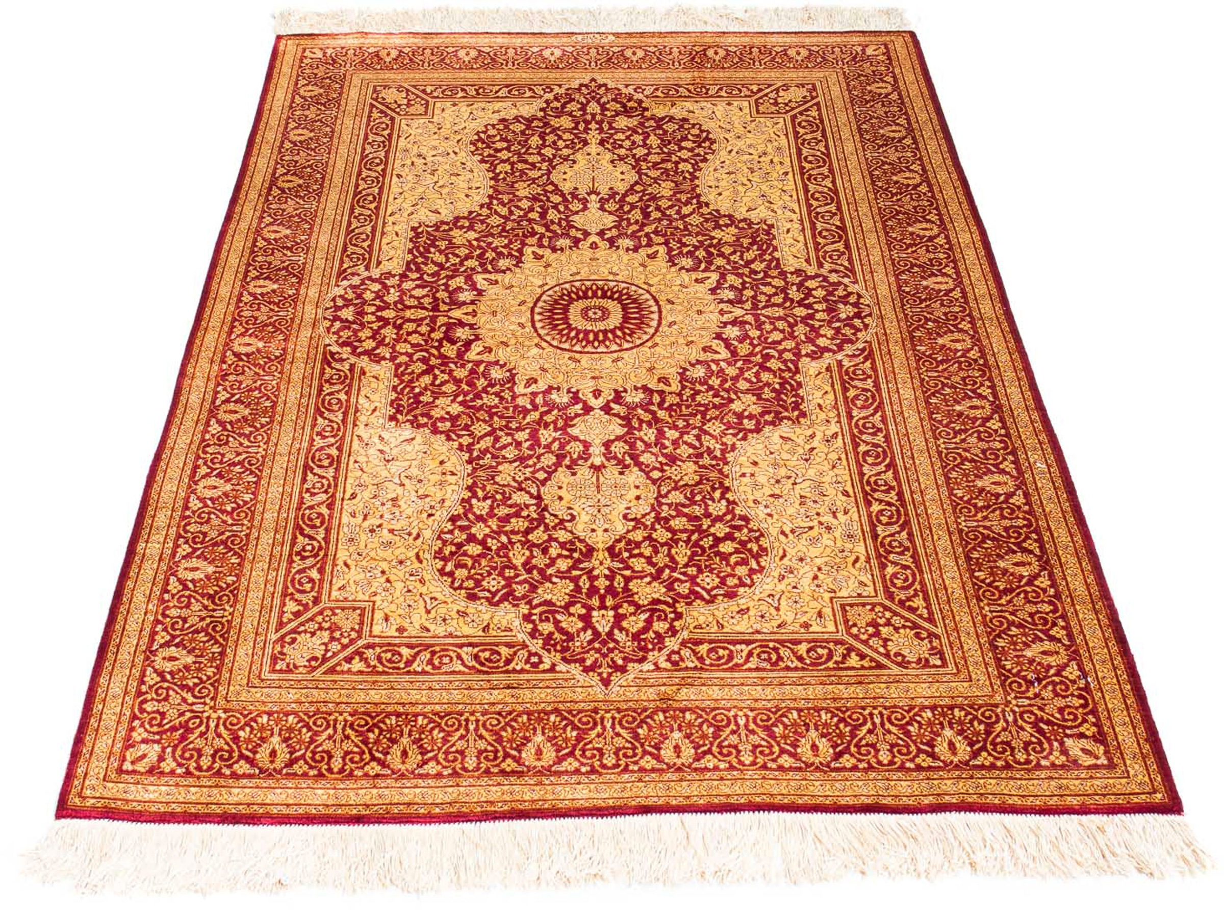 Image of morgenland Orientteppich »Perser - Ghom - 150 x 98 cm - dunkelrot«, rechteckig, 10 mm Höhe, Wohnzimmer, Handgeknüpft, Einzelstück mit Zertifikat bei Ackermann Versand Schweiz