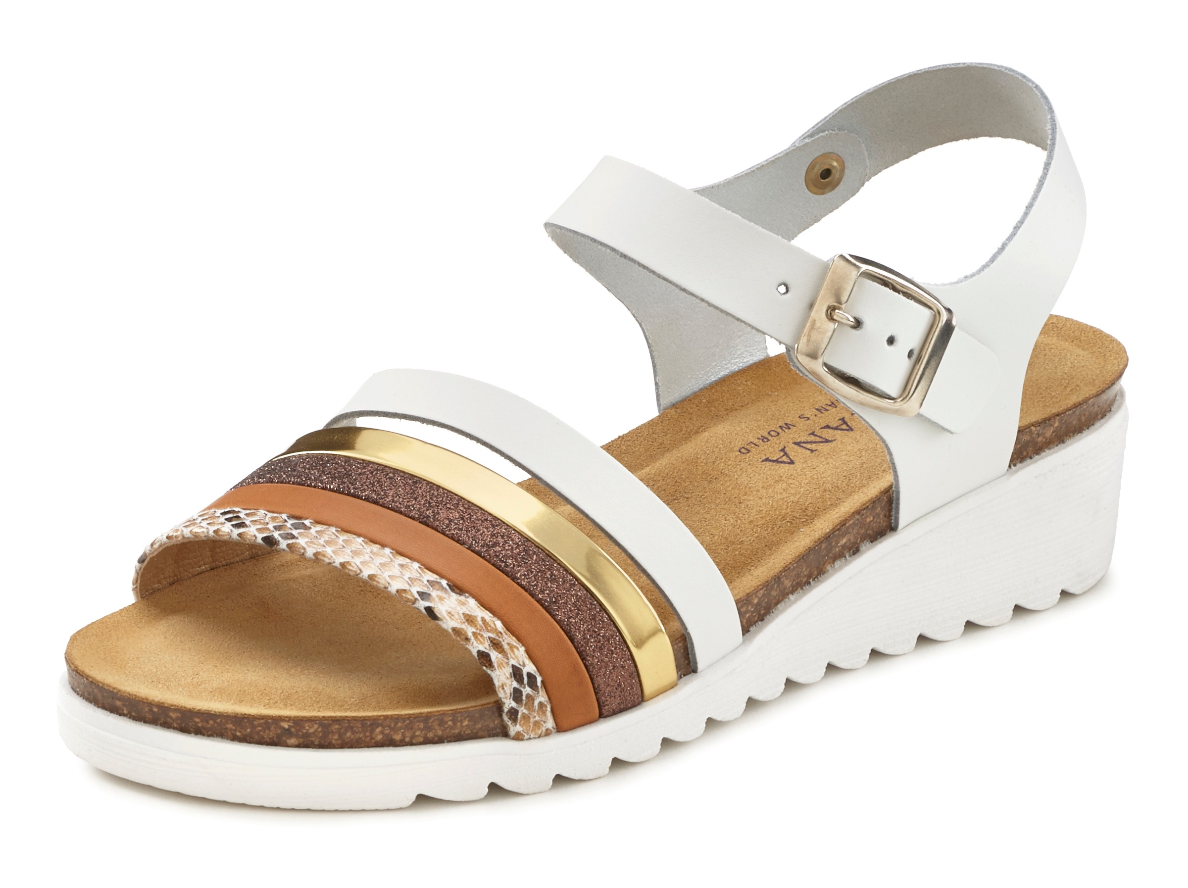 Image of LASCANA Sandale, aus Leder mit bequemem Keilabsatz und Lederkorkfussbett bei Ackermann Versand Schweiz