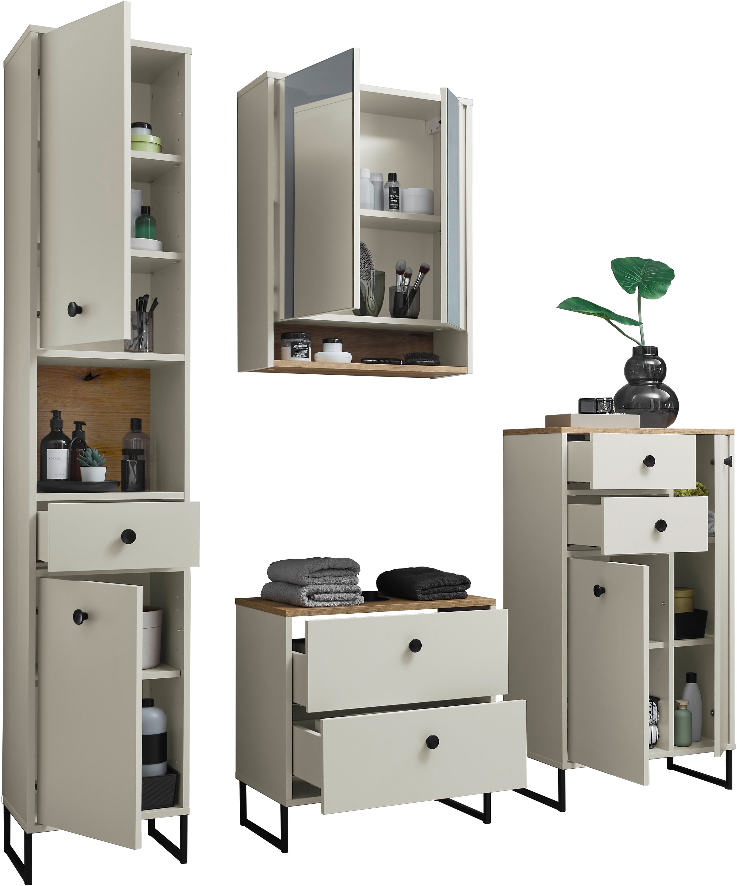 BASIC by Balculina Armoire intermédiaire »Linea« 1 cuis tlg. Largeur 38cm, pieds profilés en U, tiroir sous plan