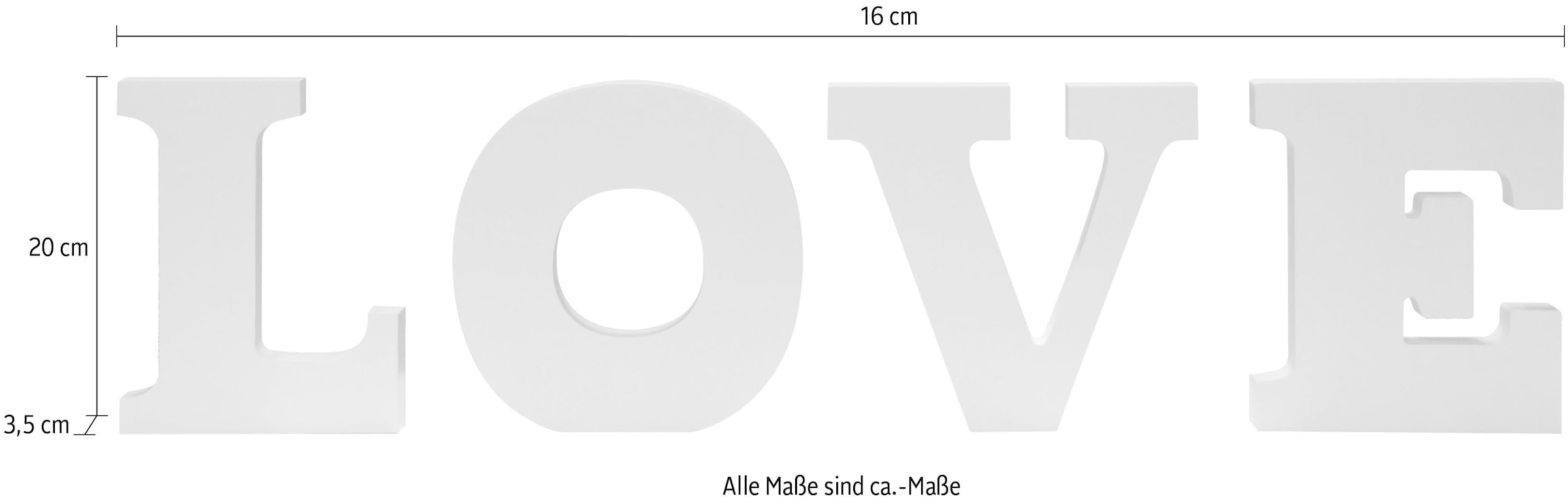 Myflair Möbel & Accessoires Deko-Buchstaben »Ylvie, weiss«, Deko Schriftzug "LOVE", Höhe 20 cm, Wohnzimmer