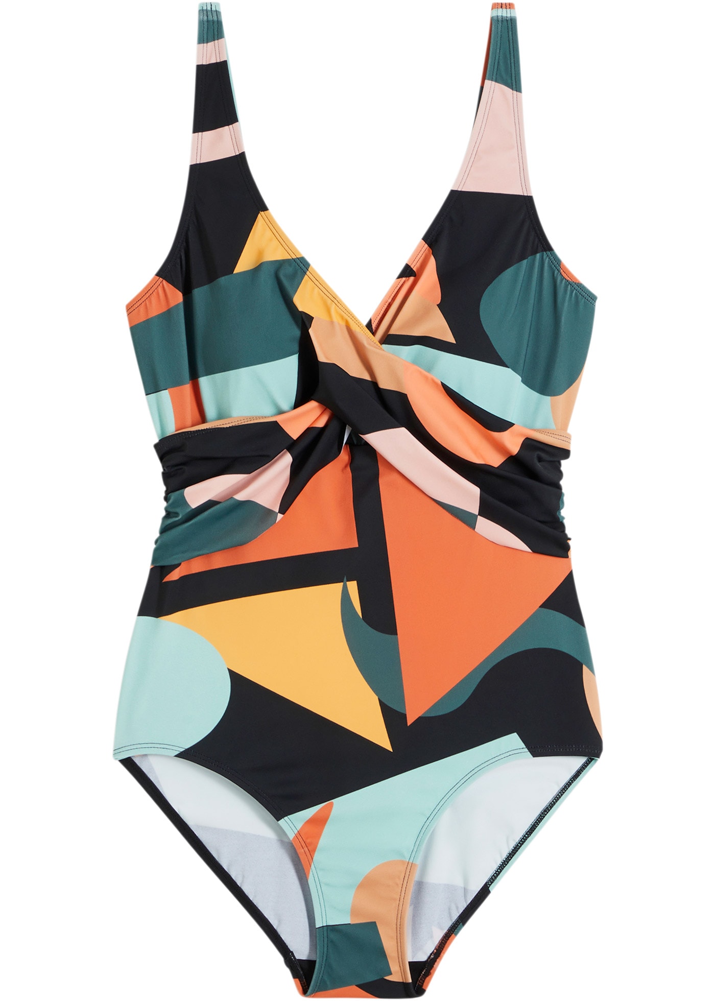 bonprix Maillot de bain bequeme Passform, Wickel-Optik, sportlicher Stil, aufwändiger Druck