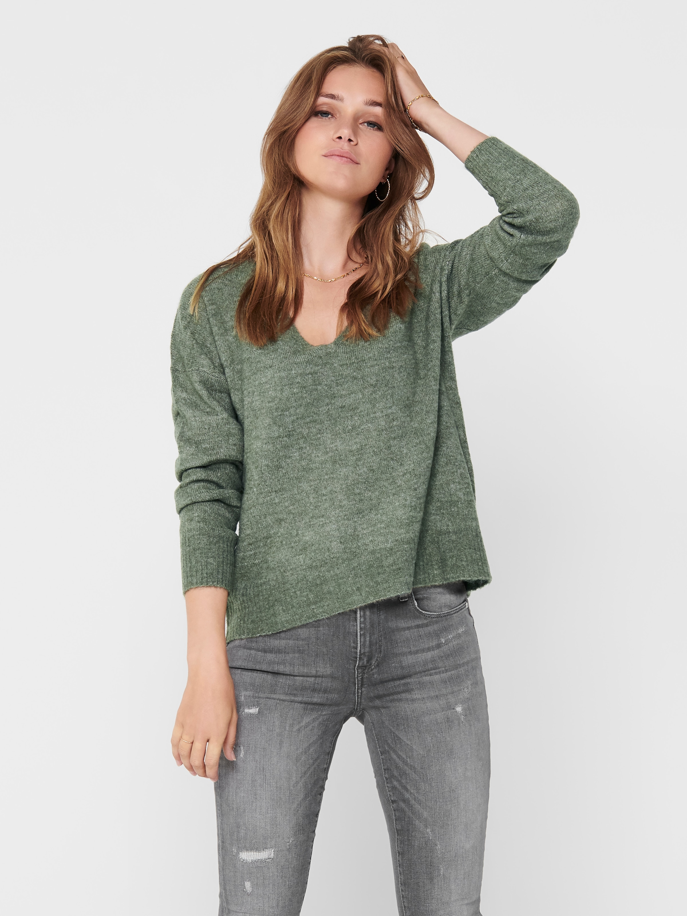 Image of JDY V-Ausschnitt-Pullover "JDYELANORA L/S V-NECK PULLO. KNT NOOS" mit leicht überschnittenen Schultern
