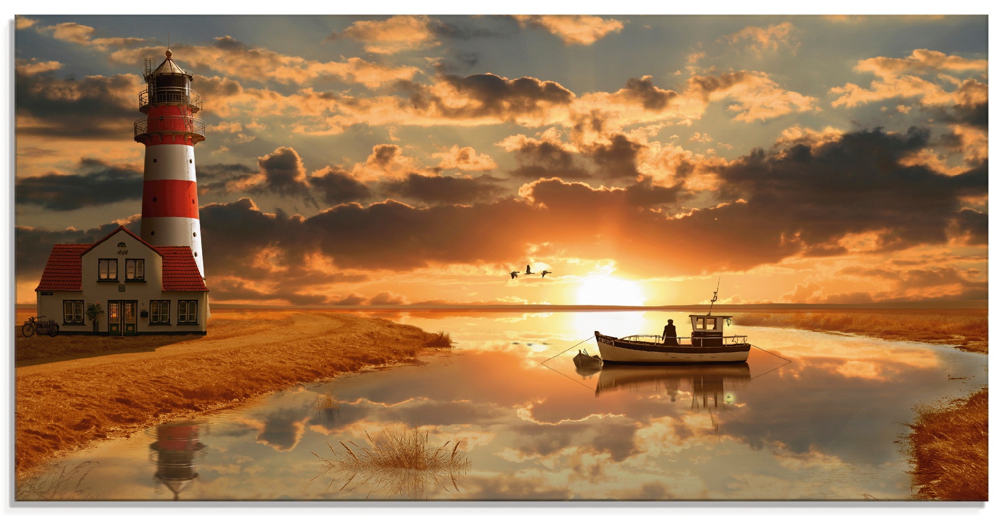 Image of Artland Glasbild »Maritime Idylle beim Leuchtturm«, Gebäude, (1 St.) bei Ackermann Versand Schweiz