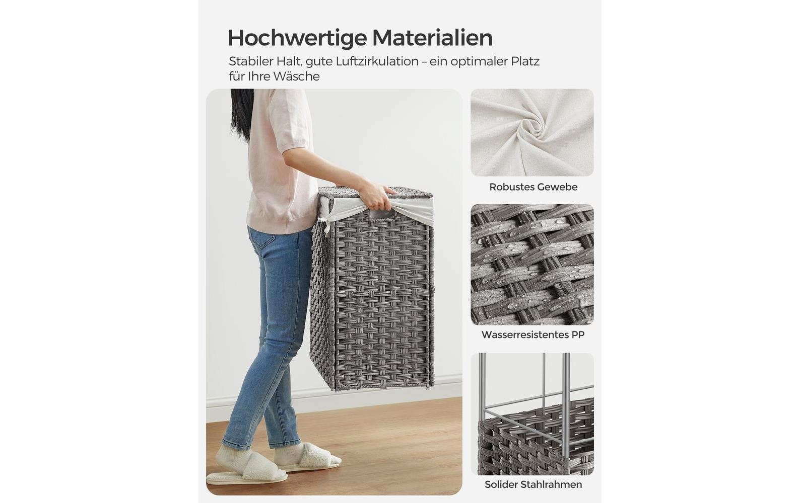 SONGMICS Wäschekorb »auf Rollen 140 l, Grau«