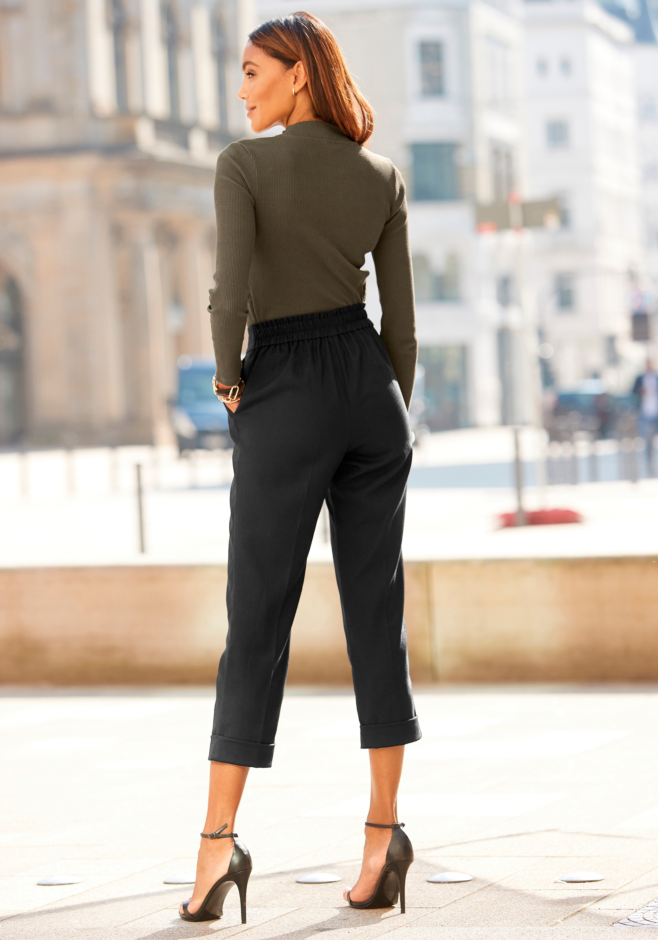 LASCANA Schlupfhose, mit gekrempeltem Hosensaum, elegante Anzughose, Business-Look