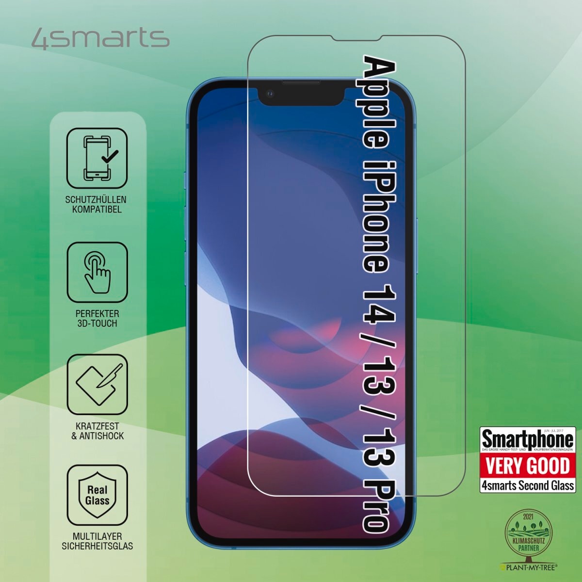 4smarts Displayschutzglas »Second Glass 2.5D«, für Apple iPhone 13/13 Pro-Apple iPhone 14-Apple iPhone SE (4. Gen), Displayschutzfolie, Schutzfolie, Bildschirmschutz, kratz- & stossfest