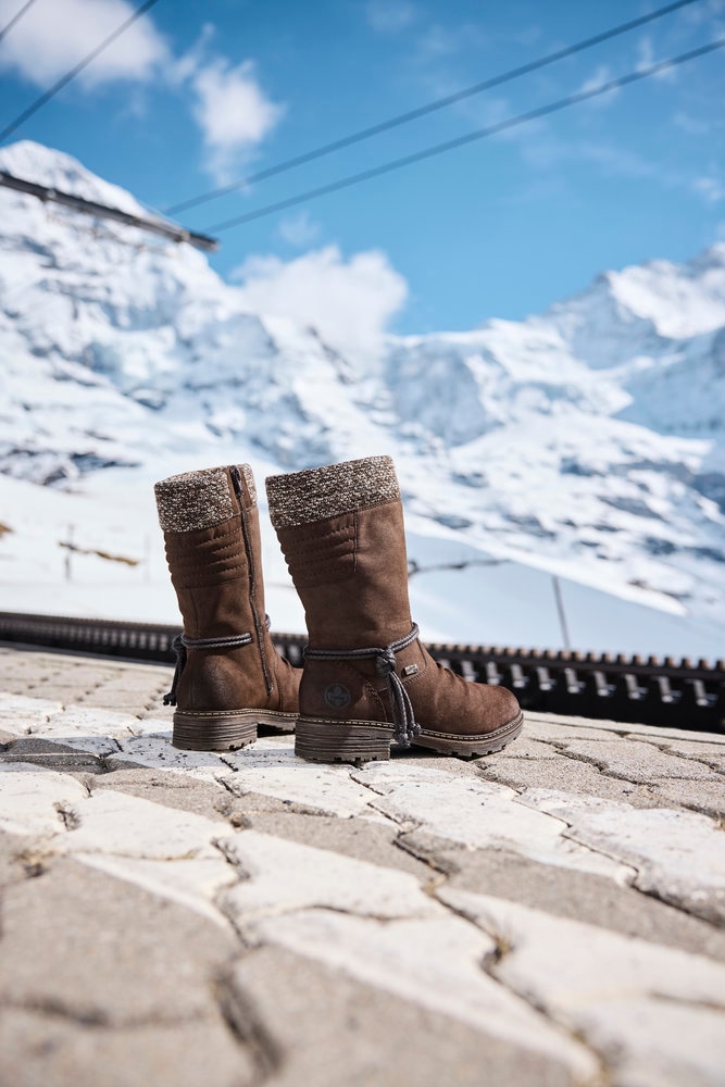 Rieker Winterstiefel  Winterboots, Blockabsatz, TEX-Membran, mit gestricktem Schaftrand