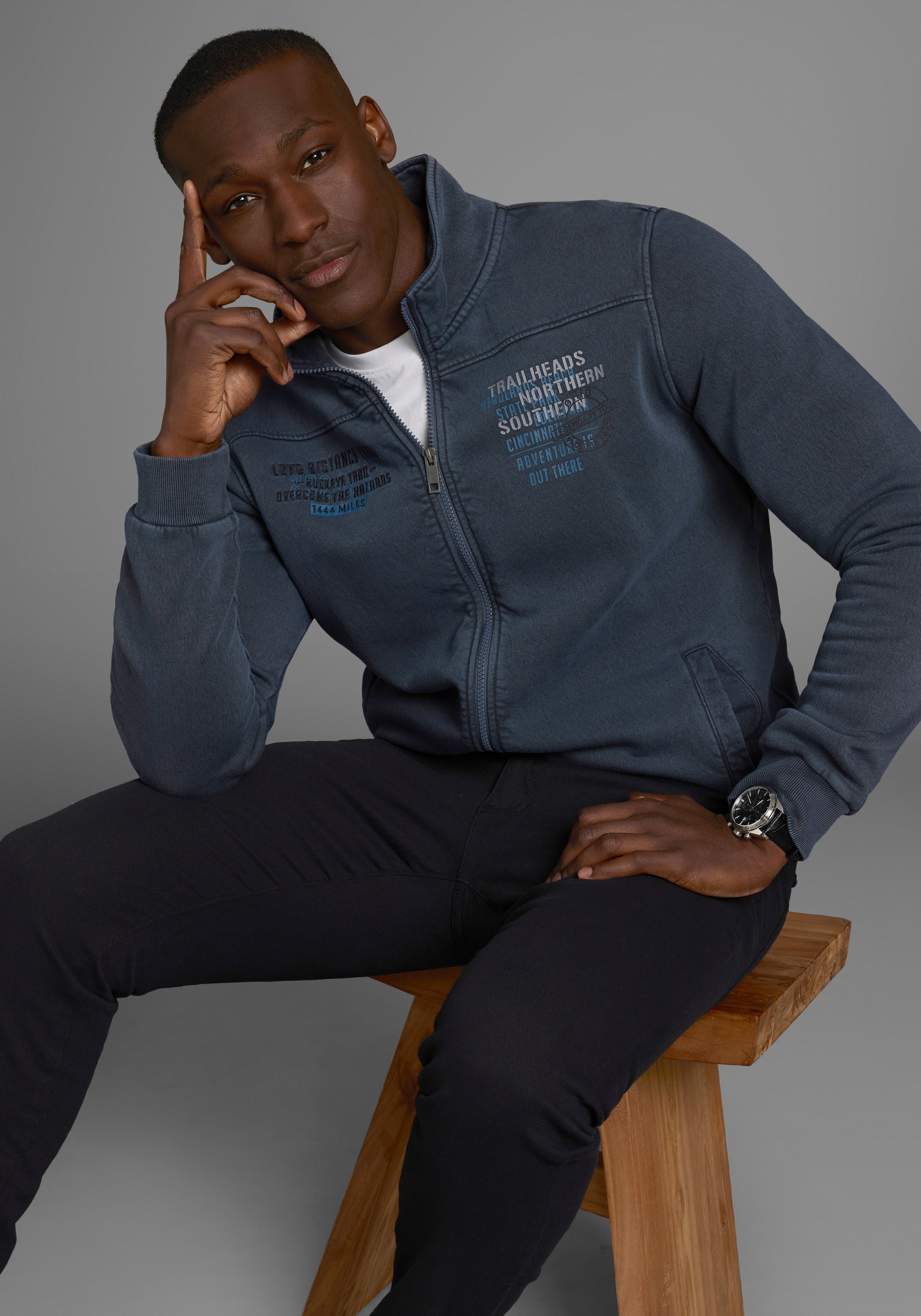 Image of Mans World Sweatjacke mit Print und Stickerei
