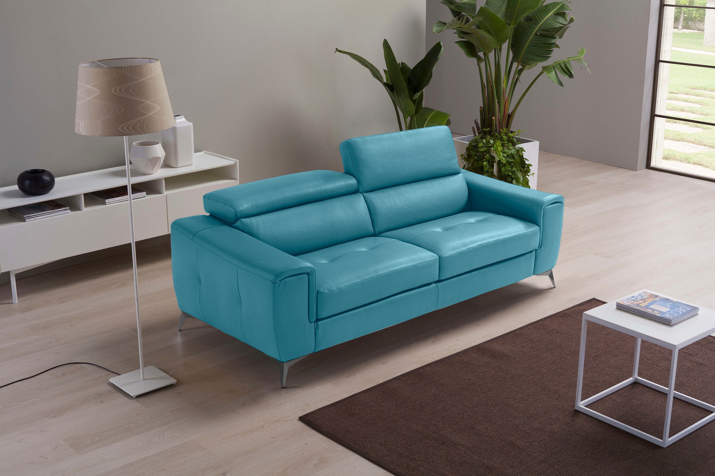 Egoitaliano 2,5-Sitzer »Francine, Designsofa, Loungesofa«, Kopfteile manuell verstellbar, mit edlen Metallfüssen