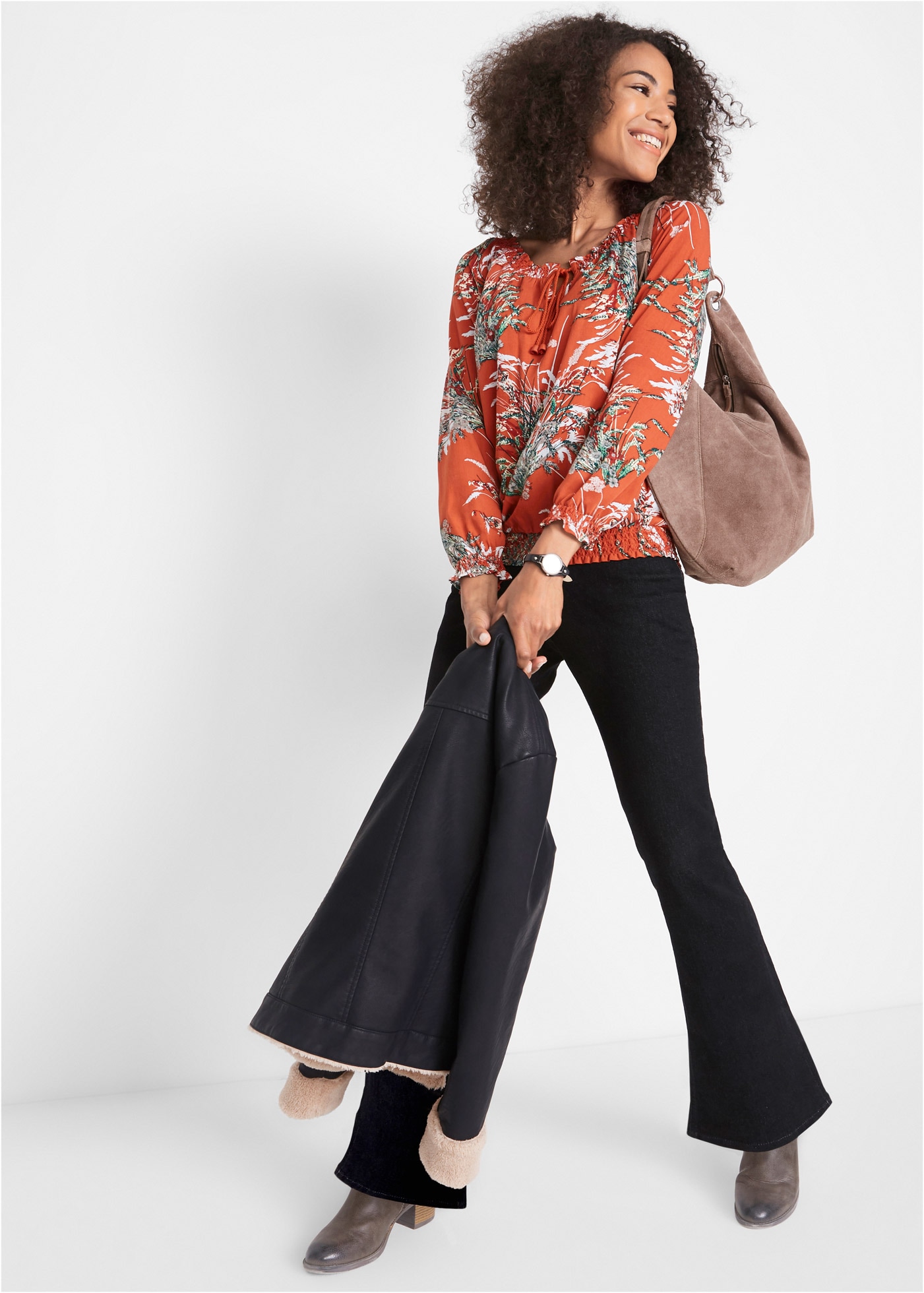 bonprix Lederimitatjacke »Lederimitat-Jacke, gefüttert« im modernen Bikerstil, mit Teddyfell, mit Reissverschluss