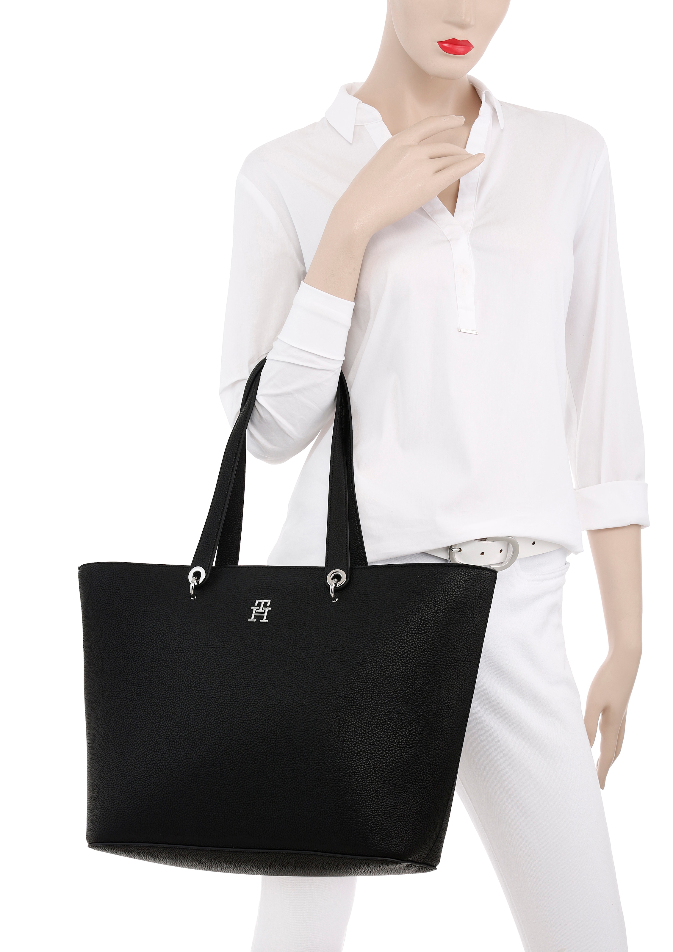 Tommy Hilfiger Shopper »TH EMBLEM TOTE«, mit TH-Emblem vorne
