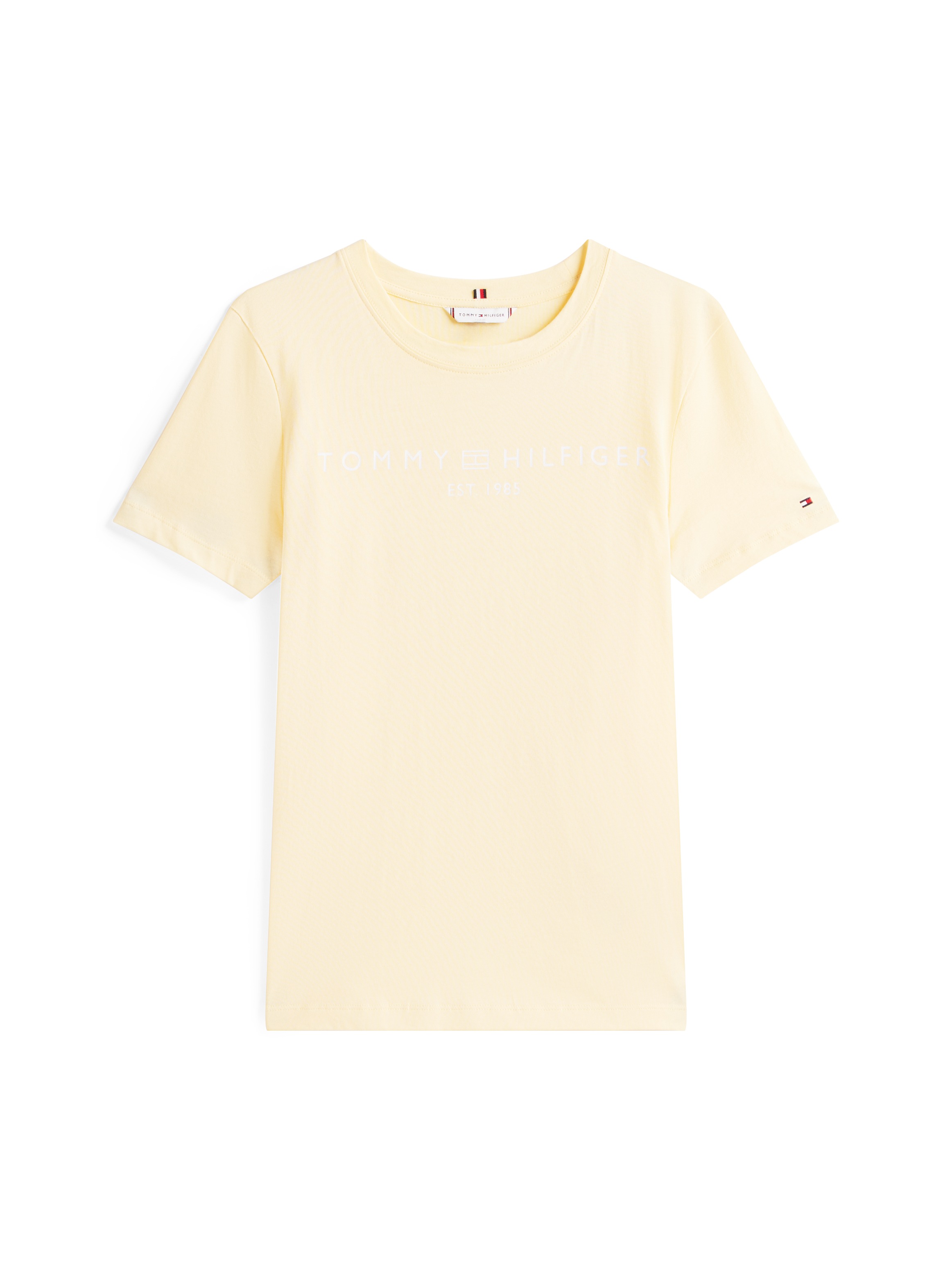 Tommy Hilfiger T-Shirt »REG CORP LOGO C-NK mit Logoschriftzug und Stickerei«, meliert, casual, regular fit, Baumwolle, Rundhals