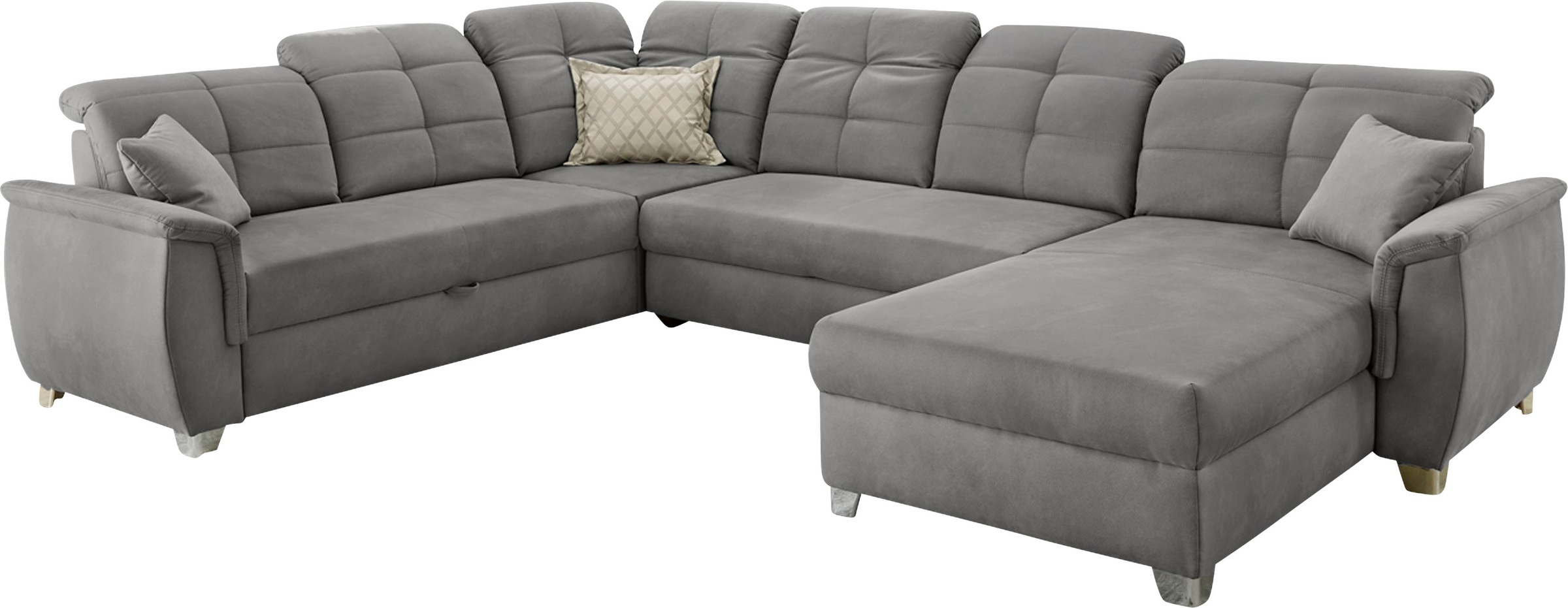 Jockenhöfer Gruppe Wohnlandschaft "Livorno U-Form, B: 354 cm" mit Schlaffunktion, Bettkasten, Kopfteilverstellung & Zierkissen