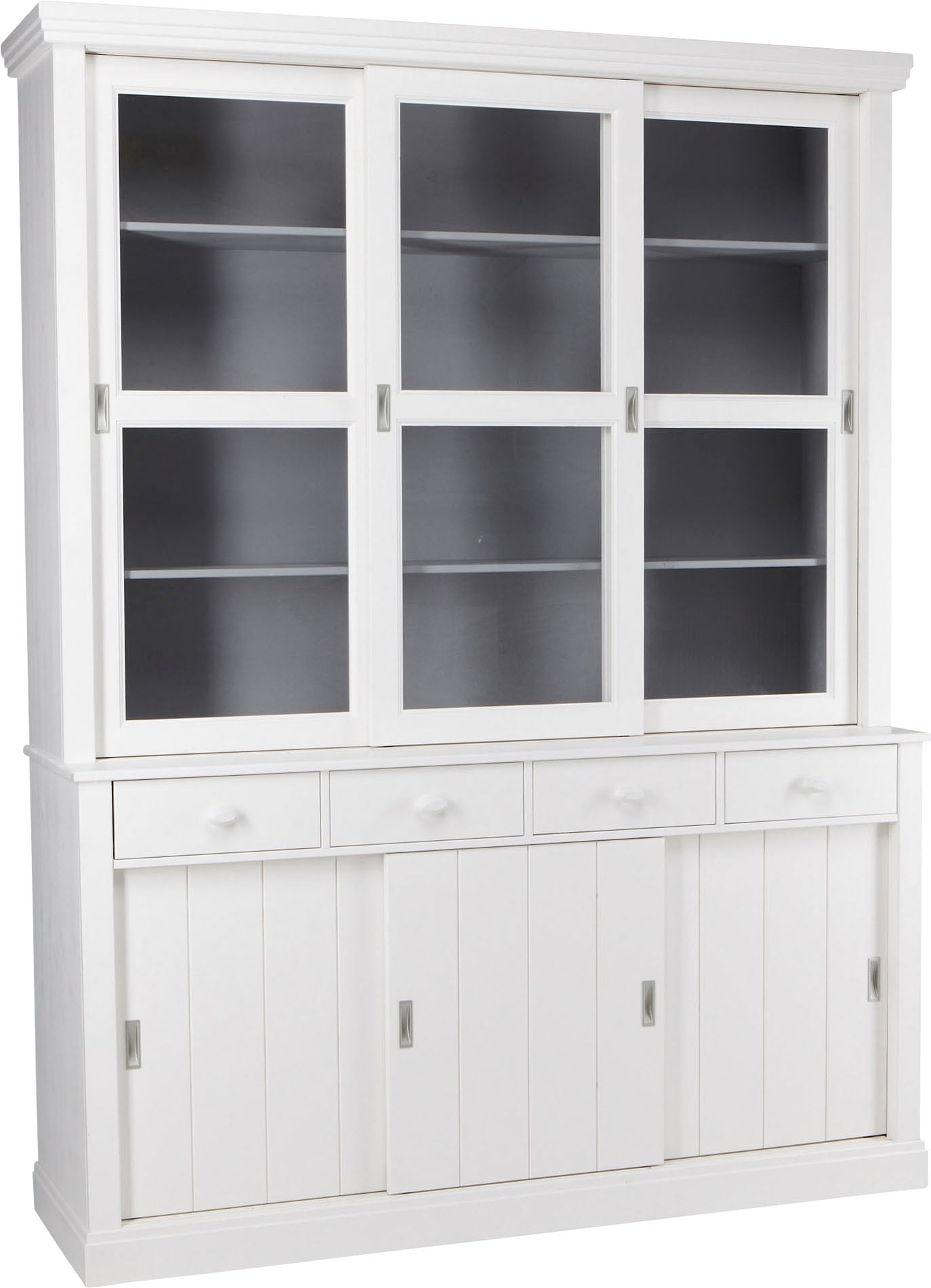 WOOOD Buffet »Lagos mit FSC® Massivkiefer und Glastüren B 166 x T 48 x H 215 cm« Tragkraft 10 kg, inkl. Sicherheitsglas, 2-teilige Konstruktion