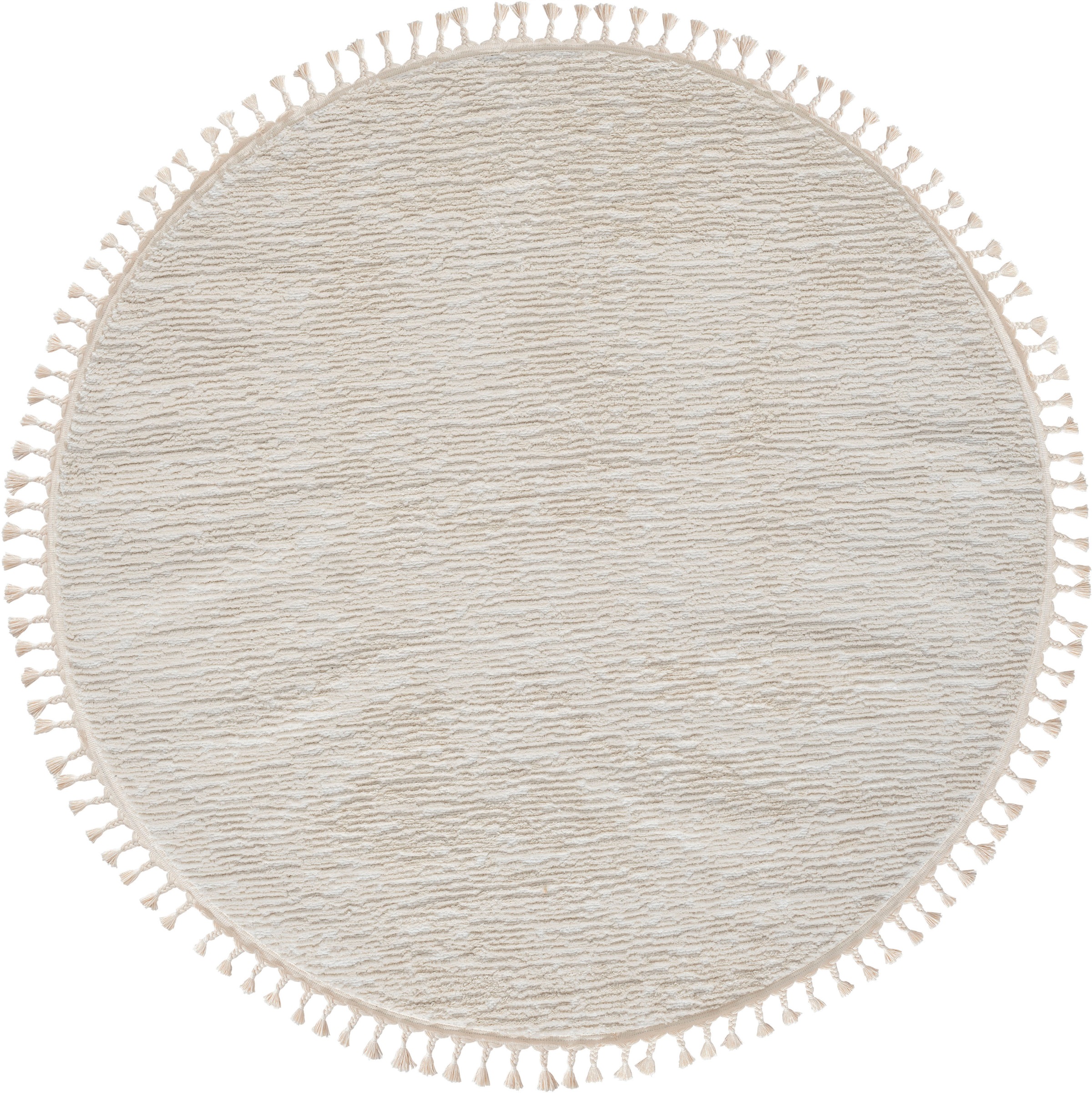 Myflair Möbel & Accessoires Hochflor-Teppich »Moroccan Pureness«, rund, 24 mm Höhe, moderner Teppich, Uni-Farben, weich durch Hochflor, mit Fransen