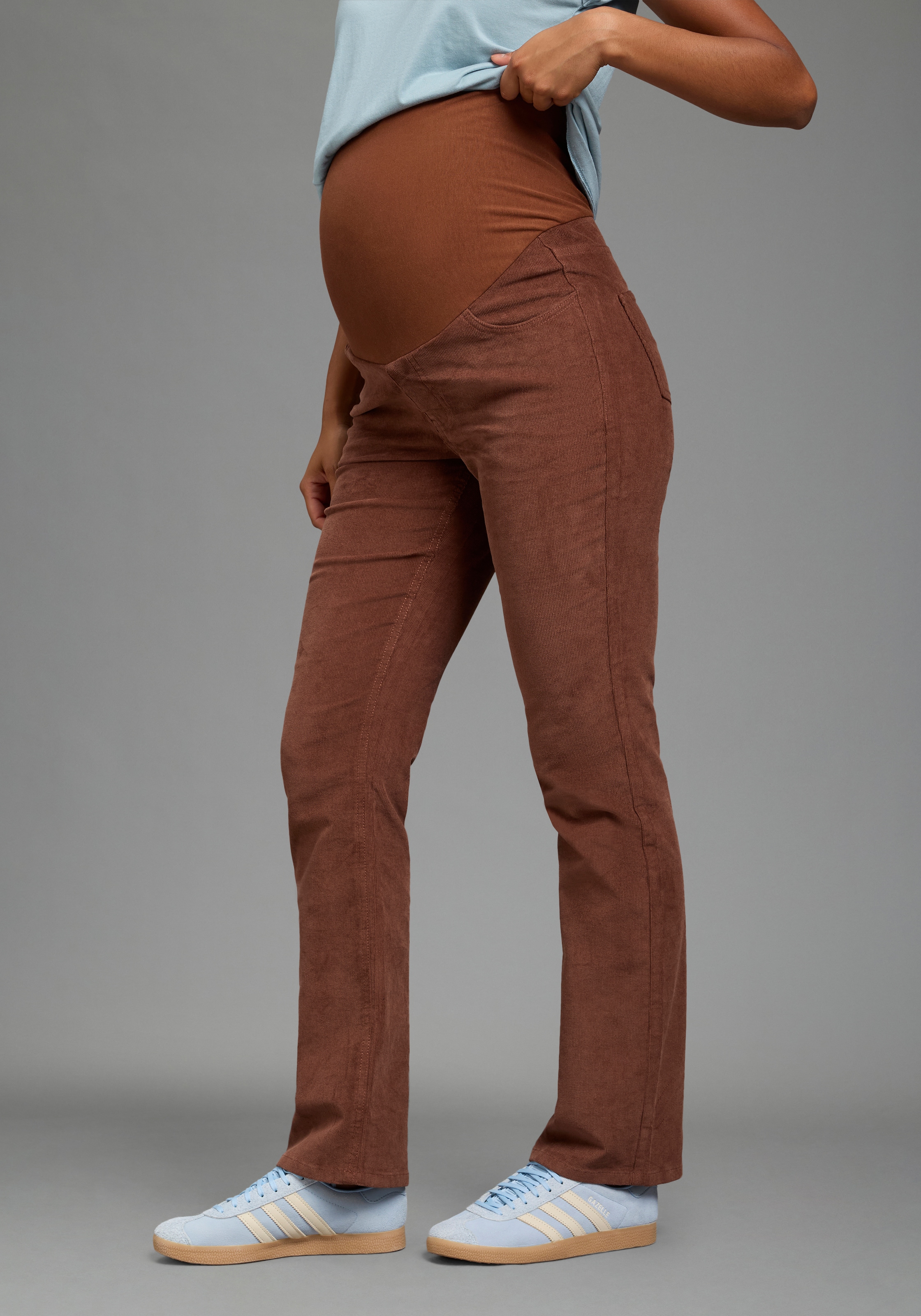 Image of Neun Monate Umstandshose "Umstands-Cordhose" gerades Bein, extrabreites Bündchen, elastisches Material