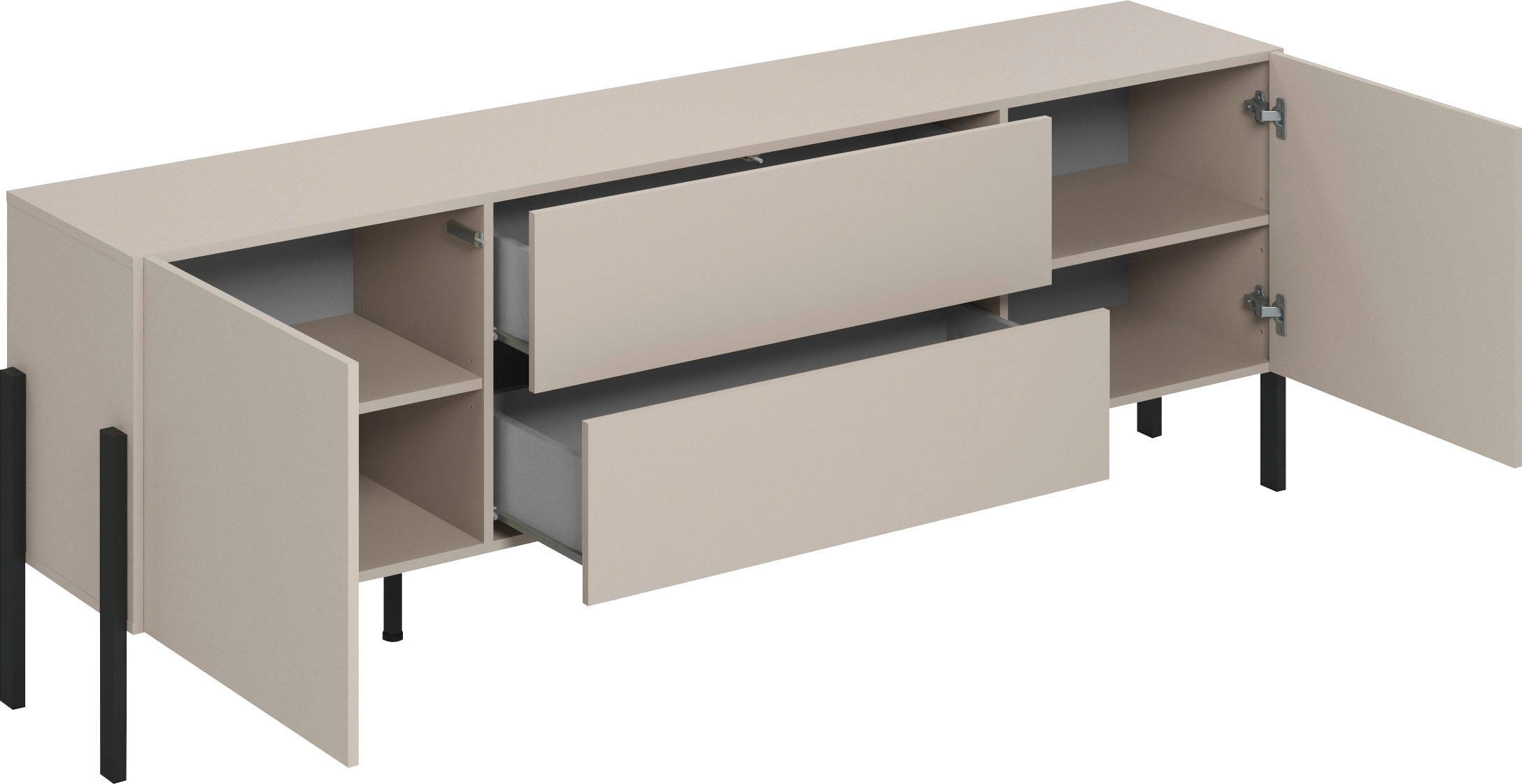 INOSIGN Lowboard »Jukon,Breite 200 cm, moderne grifflose TV-Kommode,2 Türen/2 Schubladen«, TV-Schrank mit viel Stauraum, TV-Board, push-to-open-Funktion