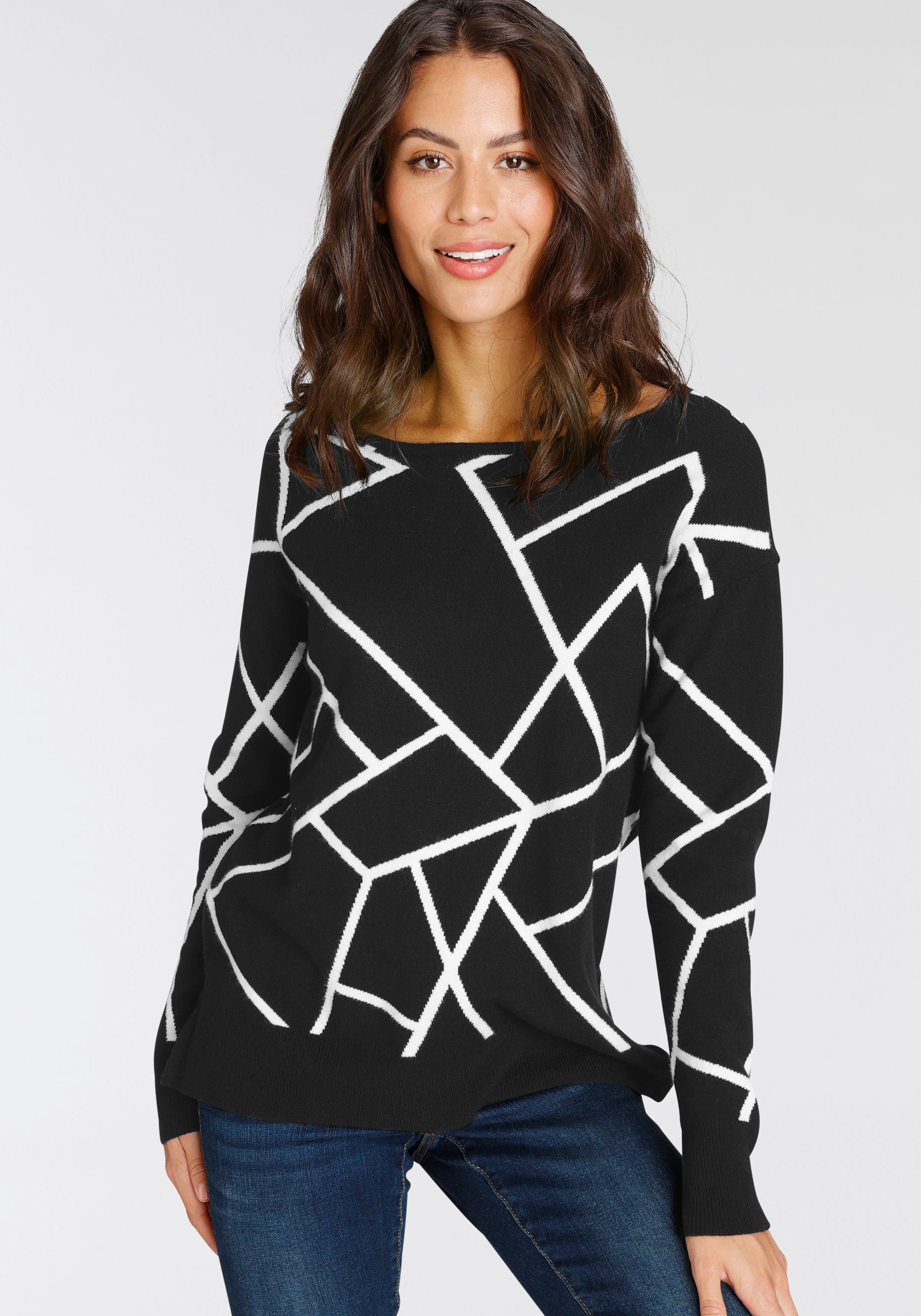 Image of Laura Scott Jacquardpullover mit Rundhalsausschnitt und modischem Muster