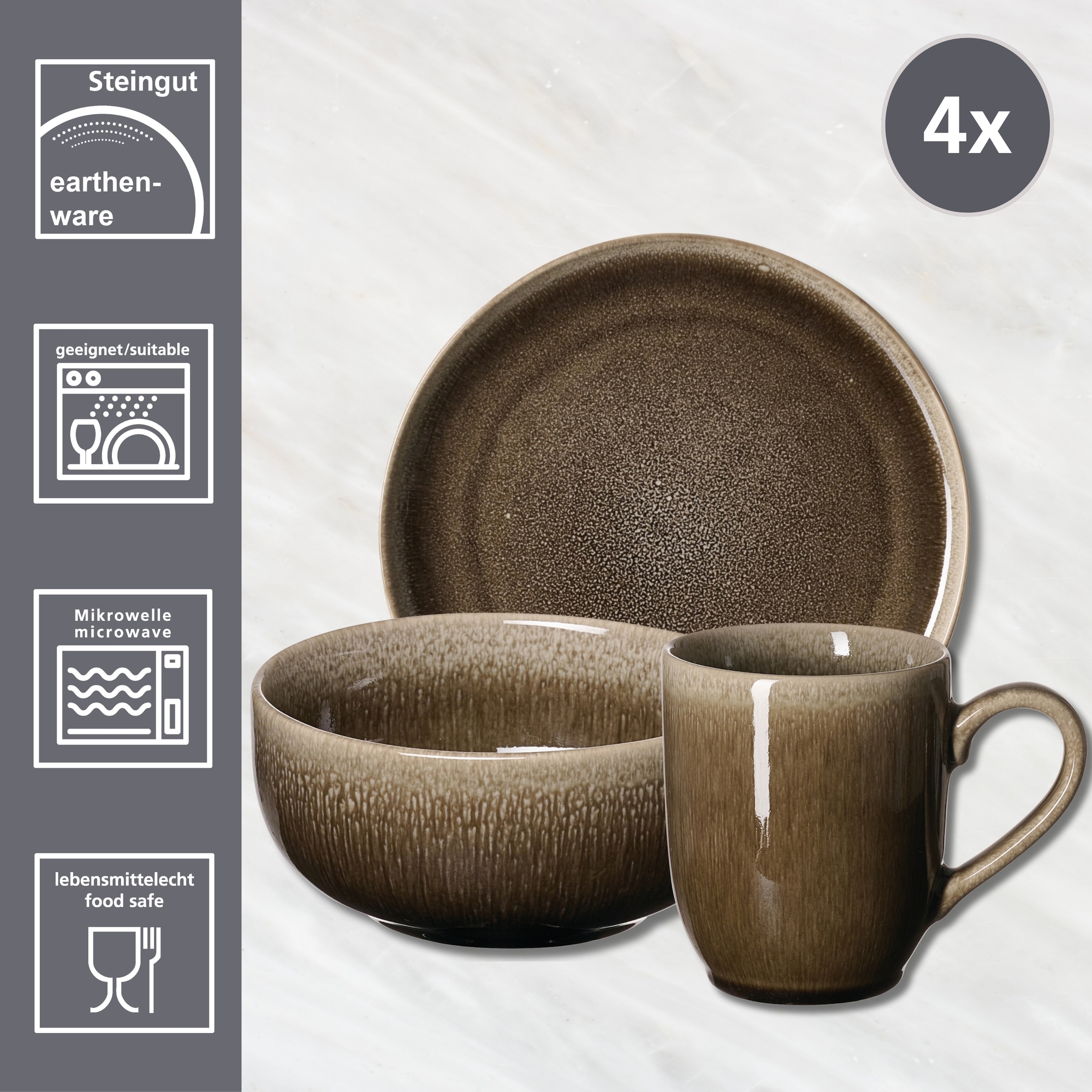 Ritzenhoff & Breker Frühstücks-Geschirrset »Eda« aus Steingut für 4 Personen