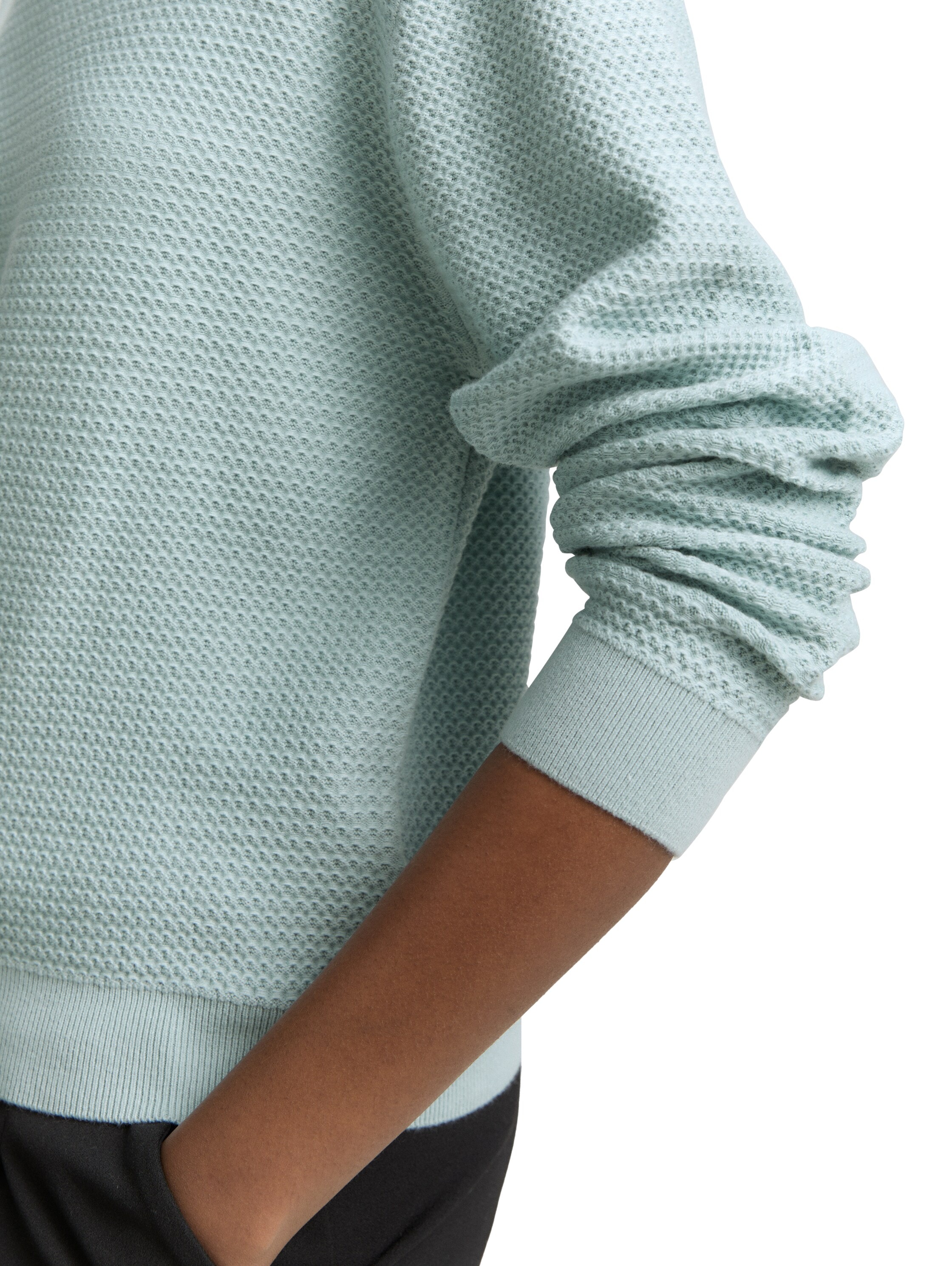 TOM TAILOR Denim Strickpullover, mit Rippbündchen