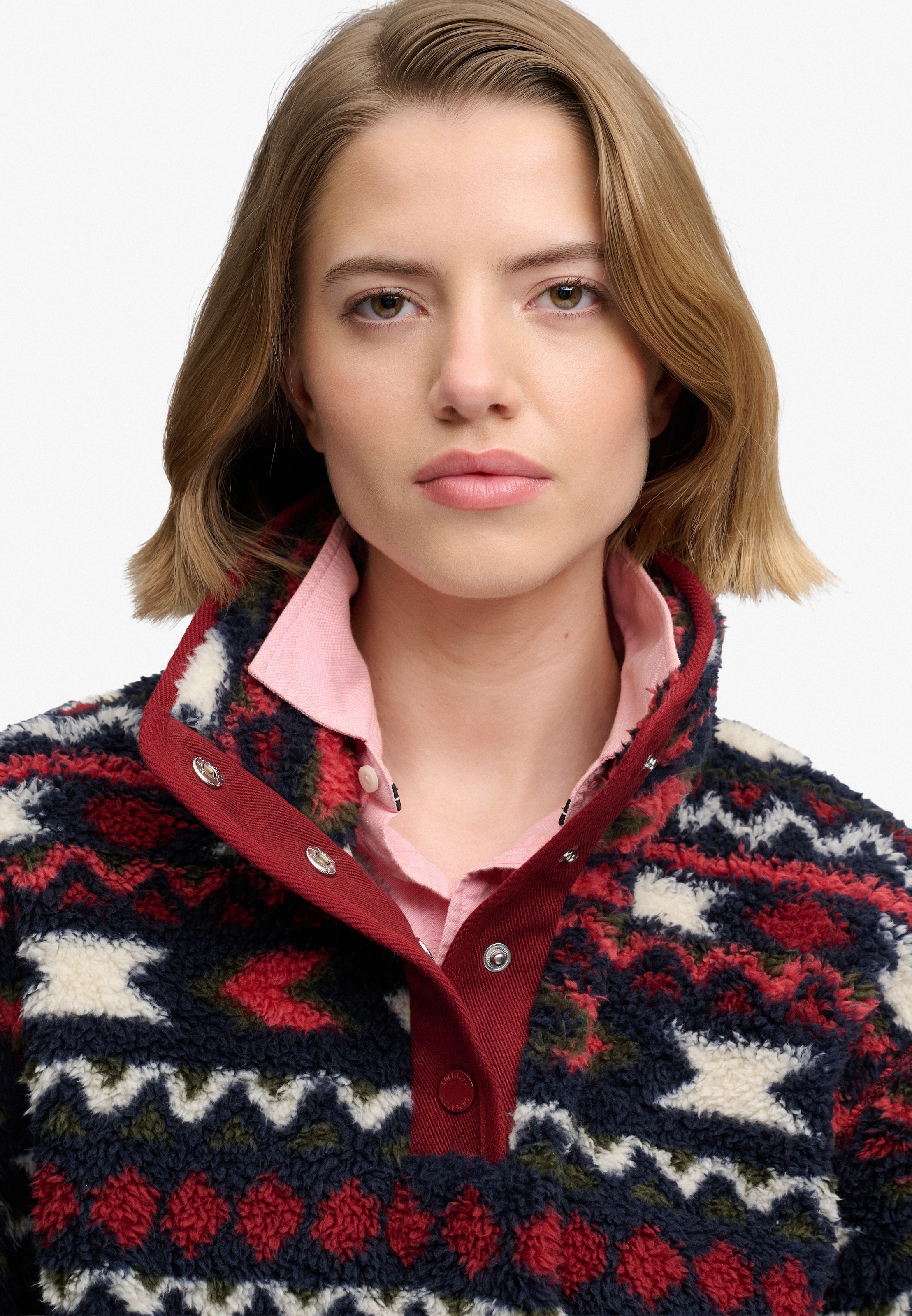 Superdry Pull en polaire »SUPER SOFT PRINTED HENLEY«, Kunstfaser, oversize
