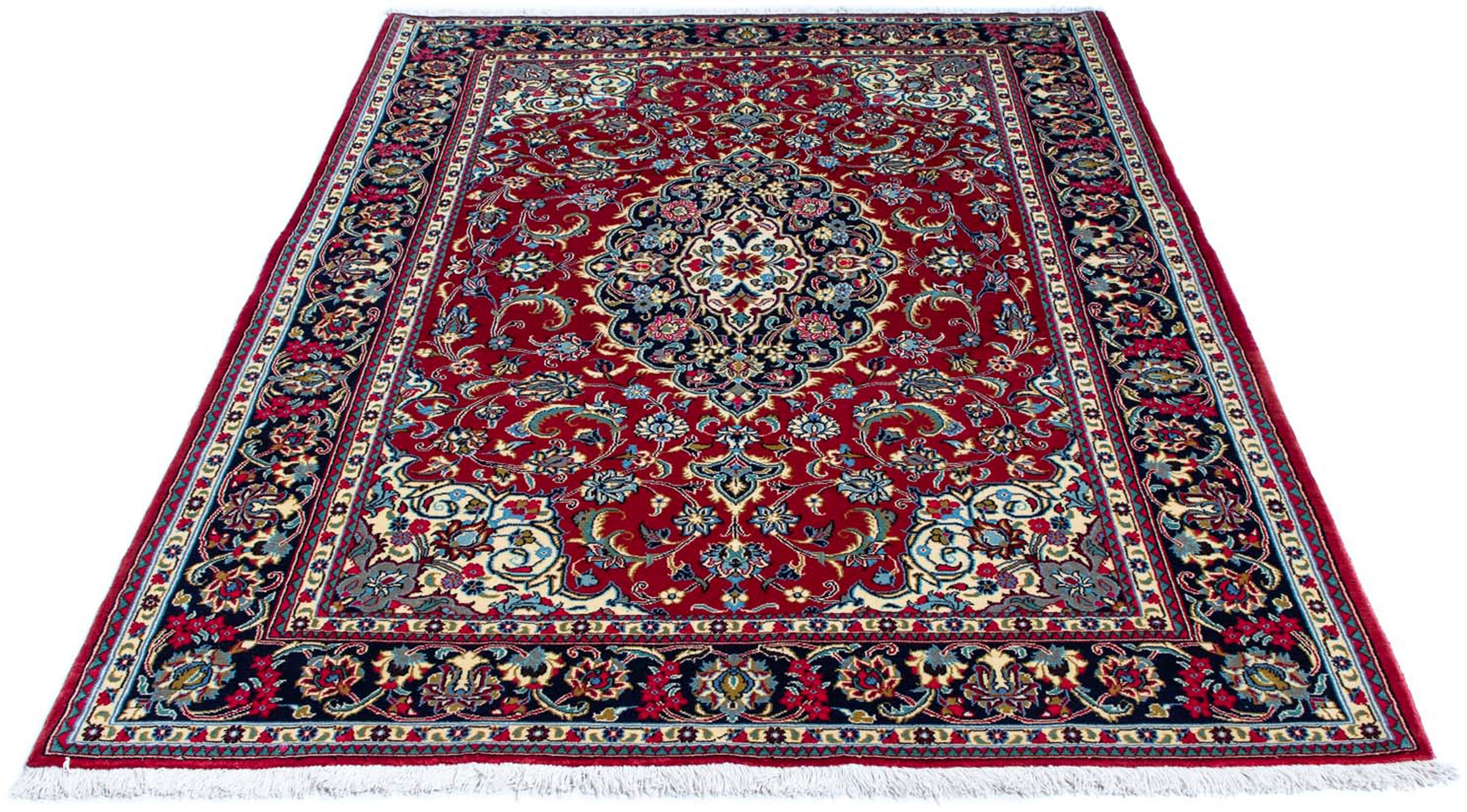 Image of morgenland Orientteppich »Perser - Ghom - 202 x 139 cm - dunkelrot«, rechteckig, 10 mm Höhe, Wohnzimmer, Handgeknüpft, Einzelstück mit Zertifikat bei Ackermann Versand Schweiz