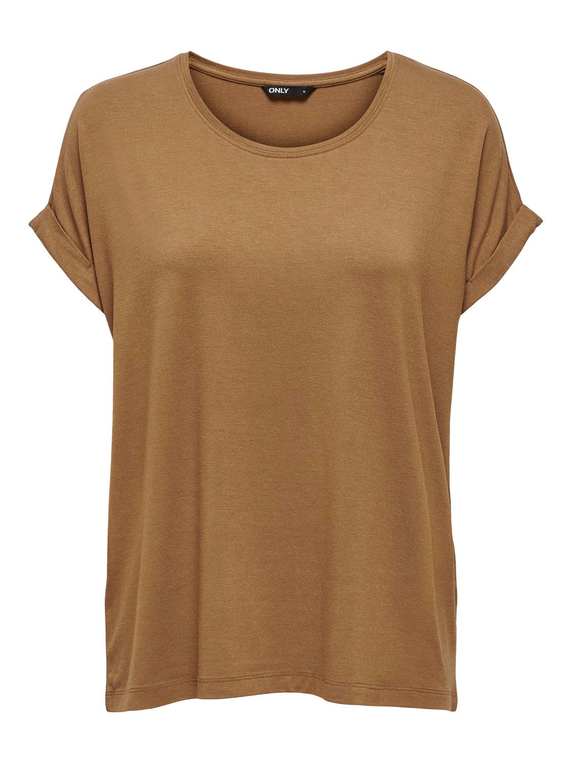 ONLY T-shirt »ONLMOSTER – Kurzarmshirt mit Aufschlag und klassischem Look« unifarben, casual, regular fit, Viskosemischung, Rundhals