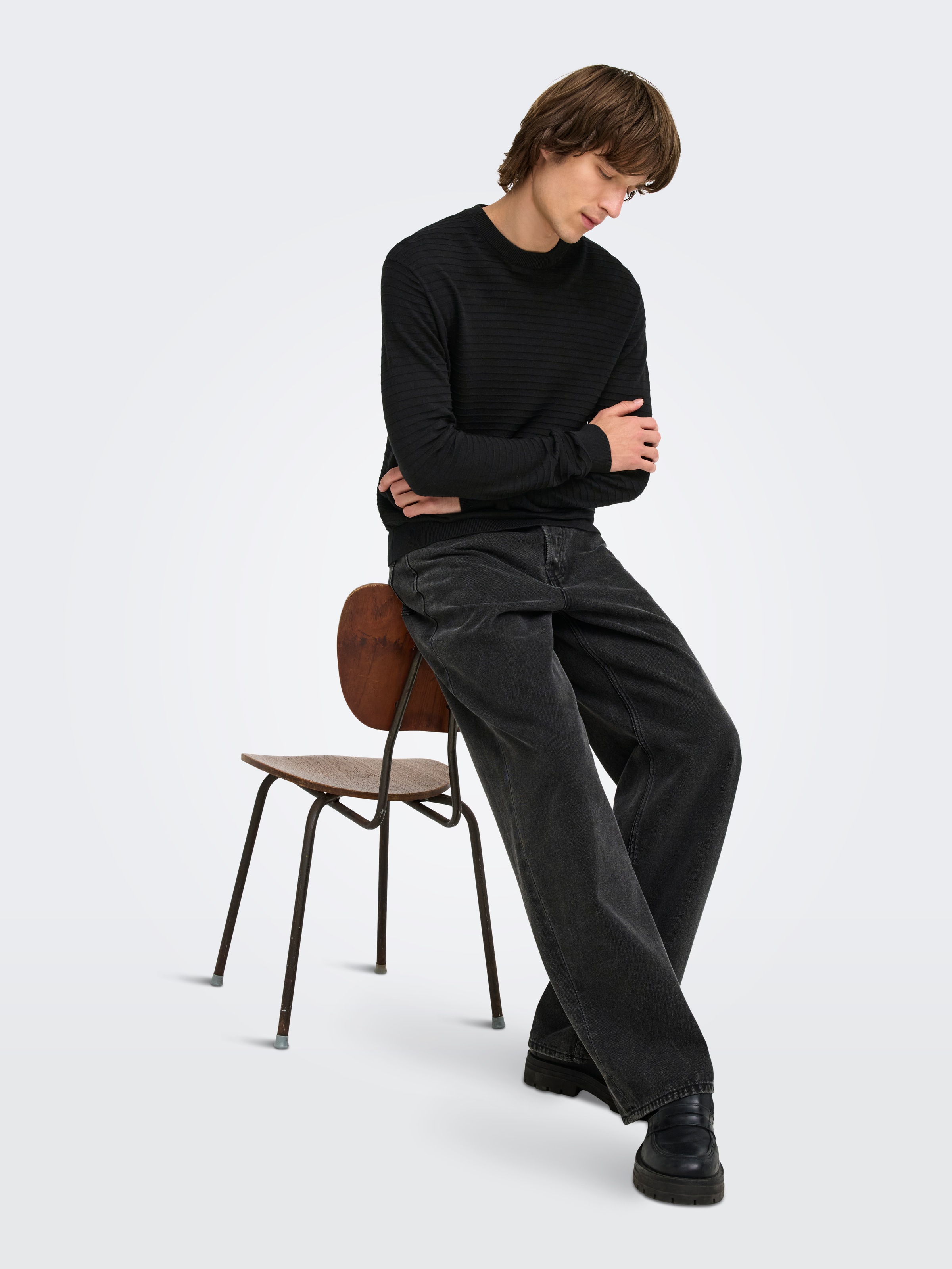 ONLY & SONS »ONSSTORM LS CREW KNIT OTL« coton, coupe régulière