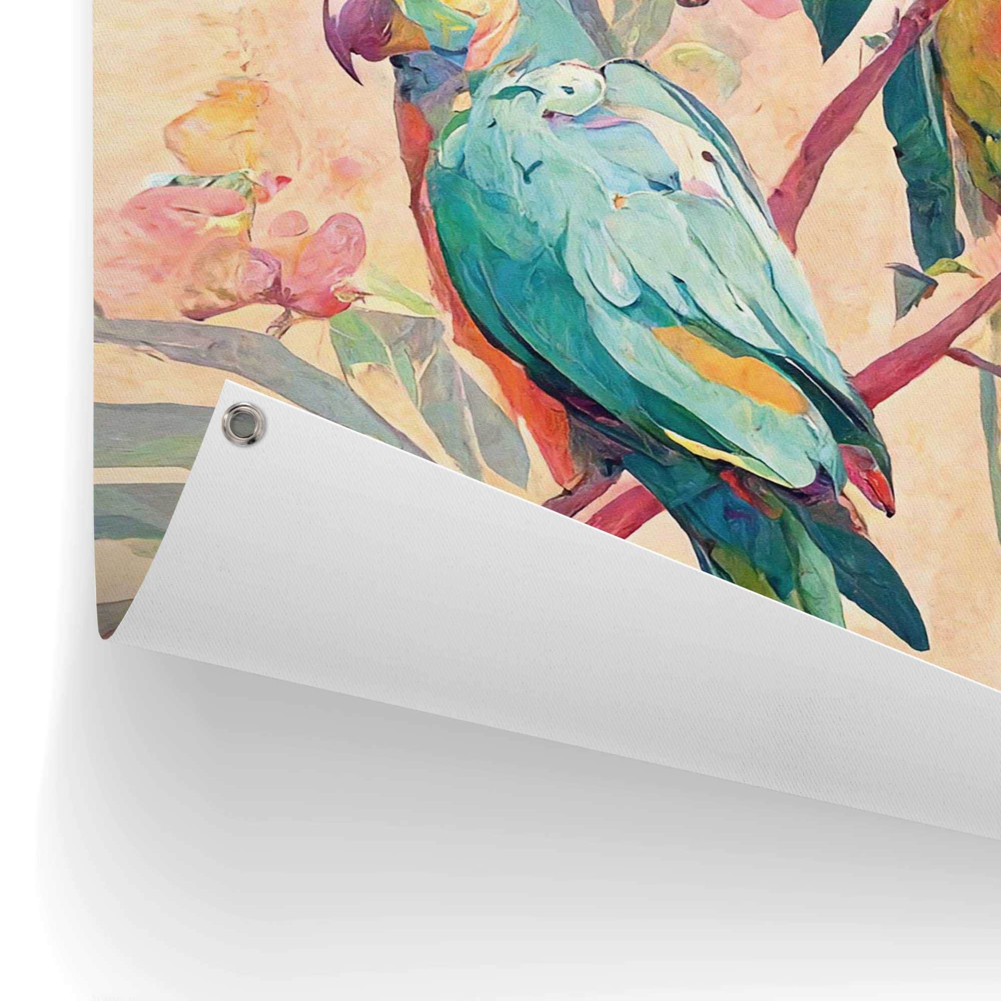 Reinders! Poster »Bird Party« Garten - Papagei - Ara - Farbenfroh - Grün - Leinwand - Tiere -