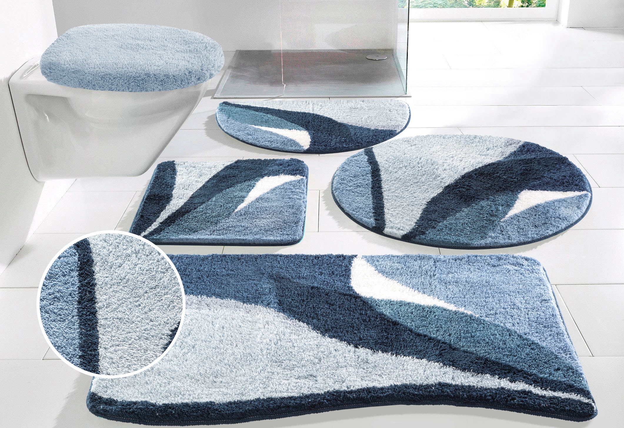 my home Badematte »Magnus, Badvorleger, Badezimmer Teppich« mehrfarbig, Badteppich, Badematten auch als 2 teiliges Set & rund