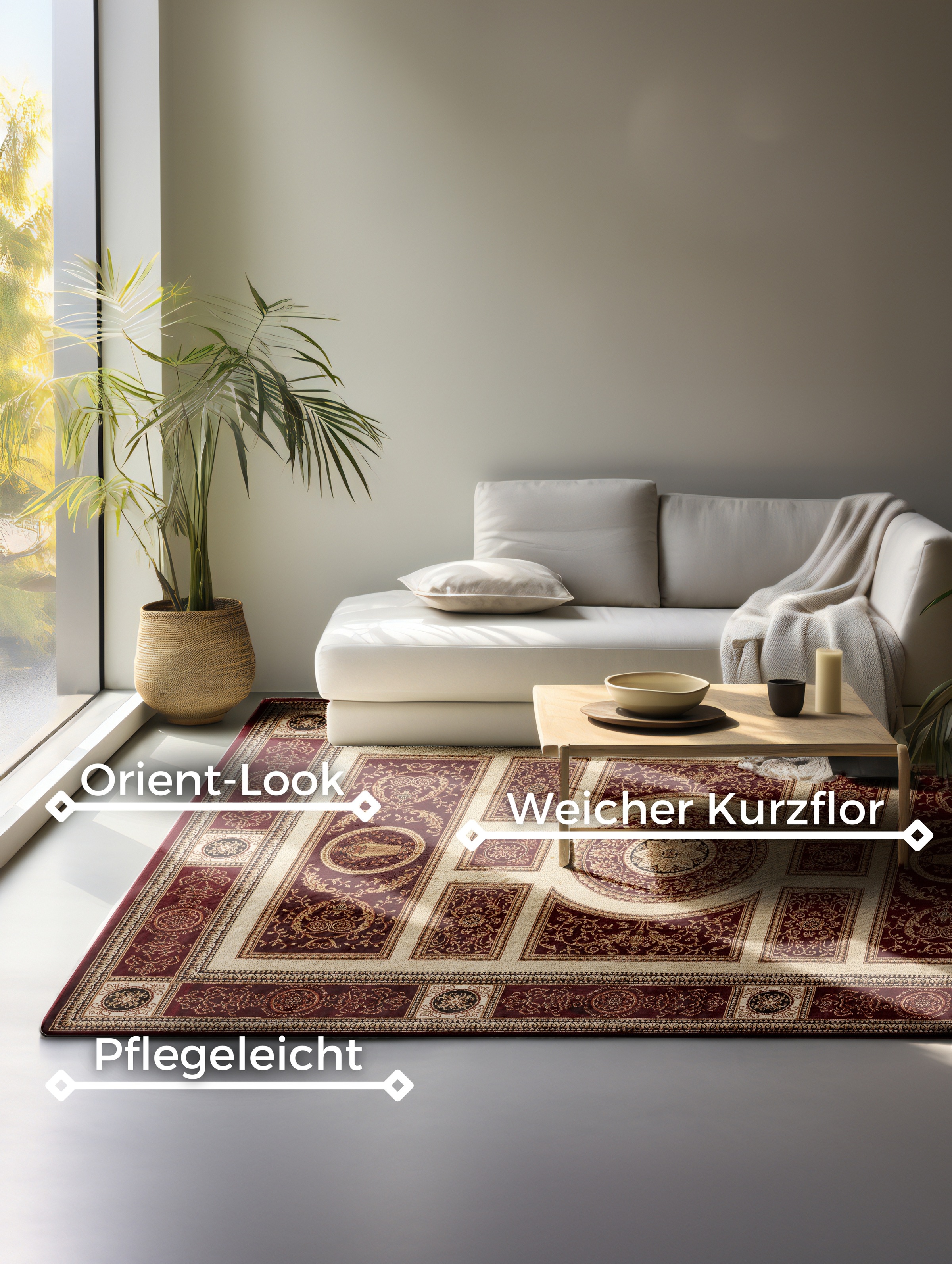 NORTHRUGS Teppich »Guzara«, rechteckig, 8 mm Höhe, Orient Optik, Läufer, strapazierfähig, pflegeleicht, robust