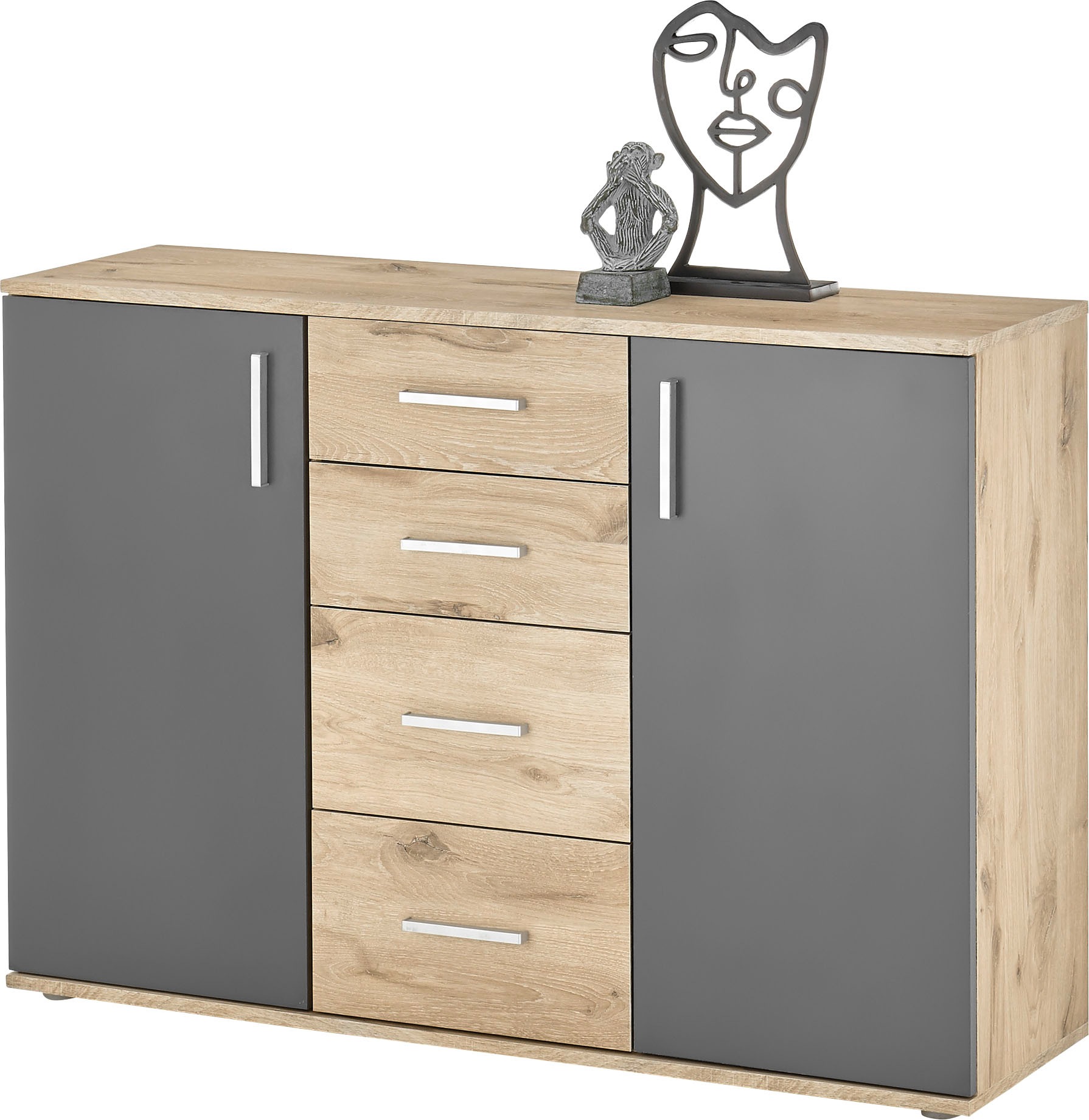 Image of HBZ Kommode "BC-Drift-2, Sideboard Stellmass 120x84x35 cm" 1 Stk. tlg. Sideboard mit 2 Türen, 4 Schubkästen, 2 Einlegeböden