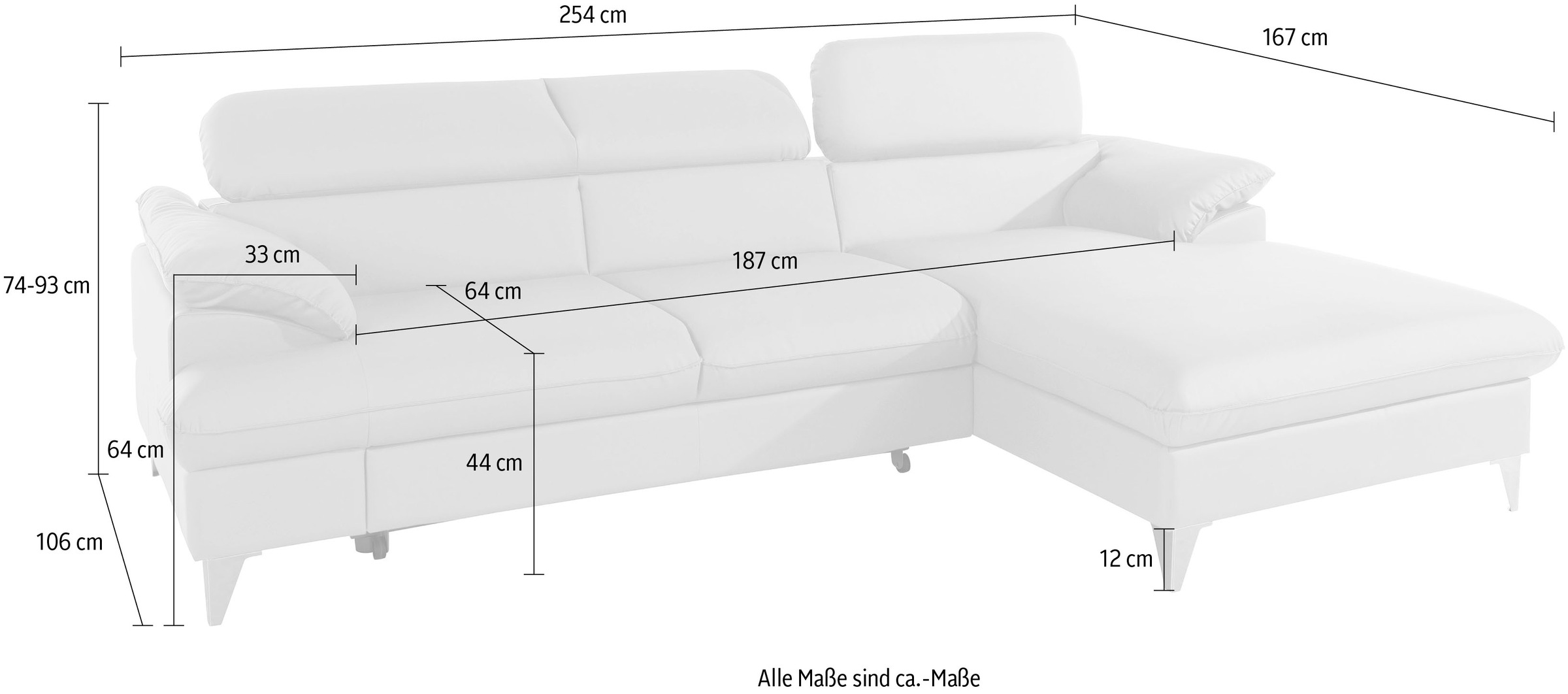 COTTA Polstergarnitur »Caluso«, (2 tlg.), Set: bestehend aus Ecksofa, Hocker, Ecksofa inkl. Kopfteilverstellung