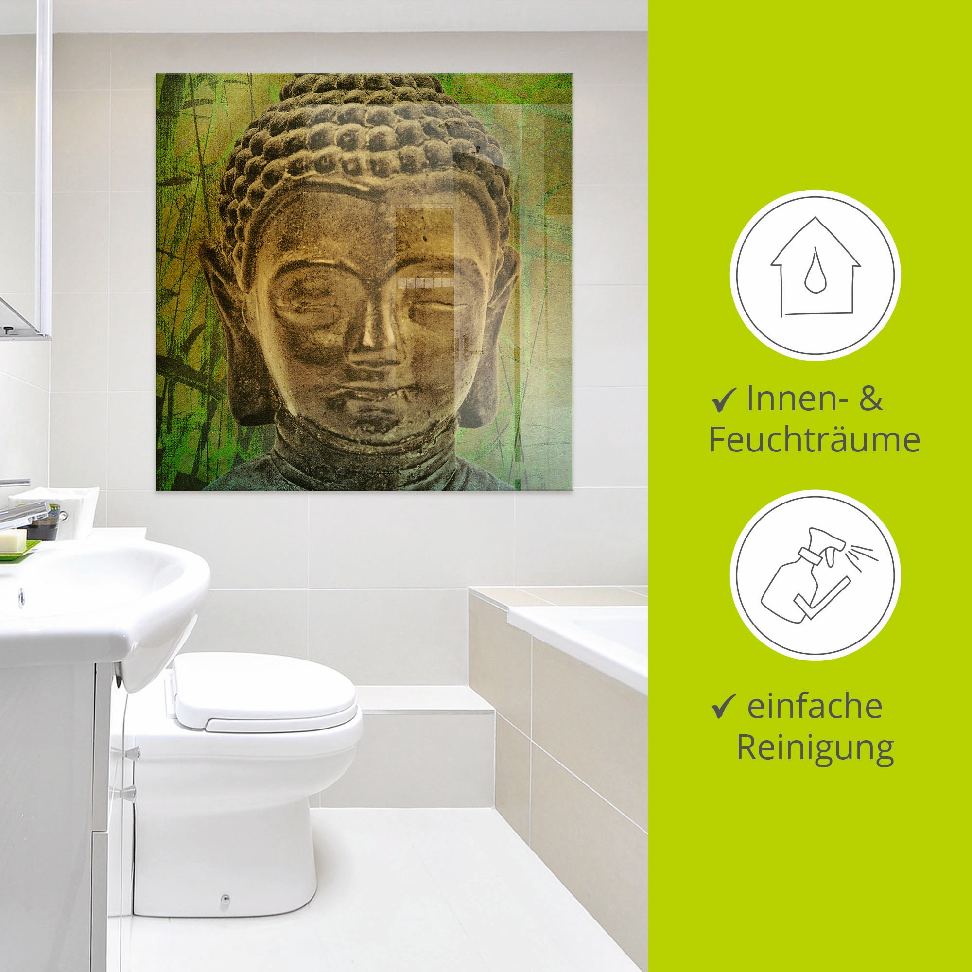 Artland Glasbild »Buddha II«, Religion, (1 St.), in verschiedenen Grössen