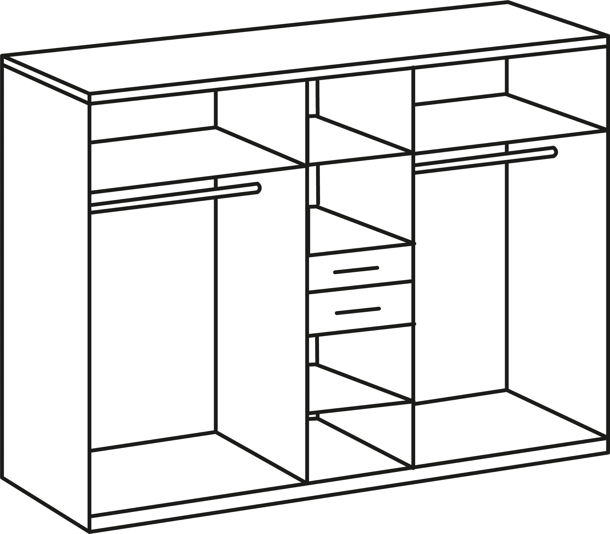 Wimex Kleiderschrank »Diver Drehtürenschrank mit Spiegel und Schubladen Garderobe«, Bestseller Schrank Schlafzimmerschrank in Breite 225cm und 270cm