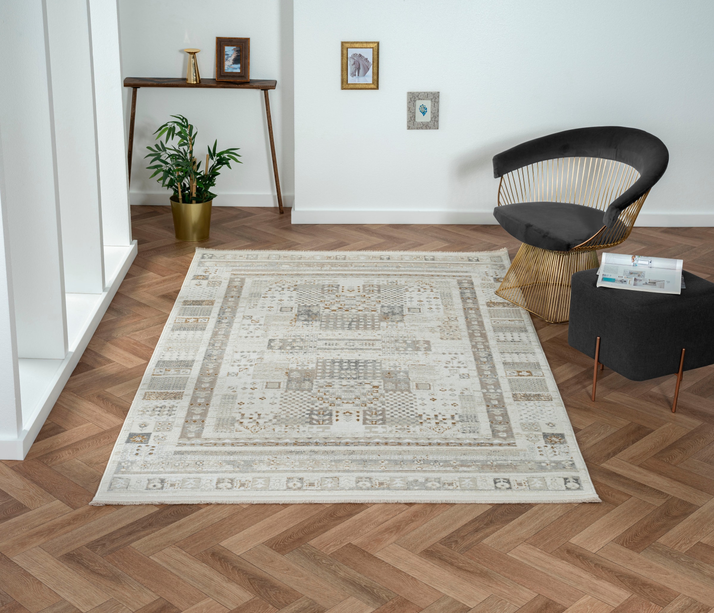 Myflair Möbel & Accessoires Tapis »My Kashkuly« Rectangulaire 10 mm Höhe Kurzflor, Retro-Style, besonders weich durch Microfaser, mit Fransen