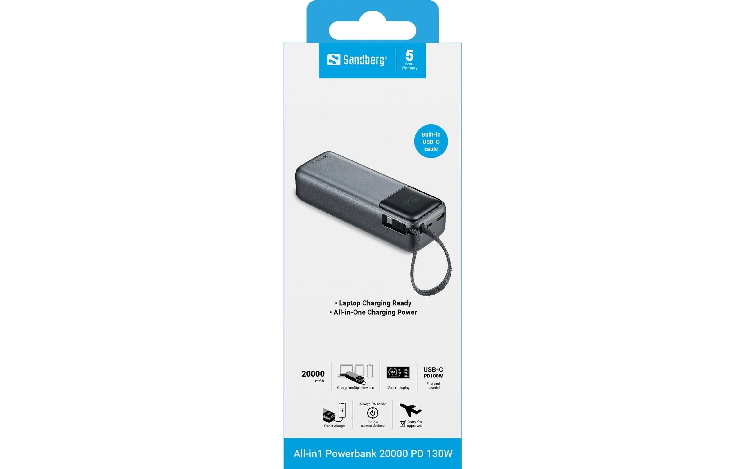 Sandberg Powerbank »All-in1 Grau 20000 mAh«