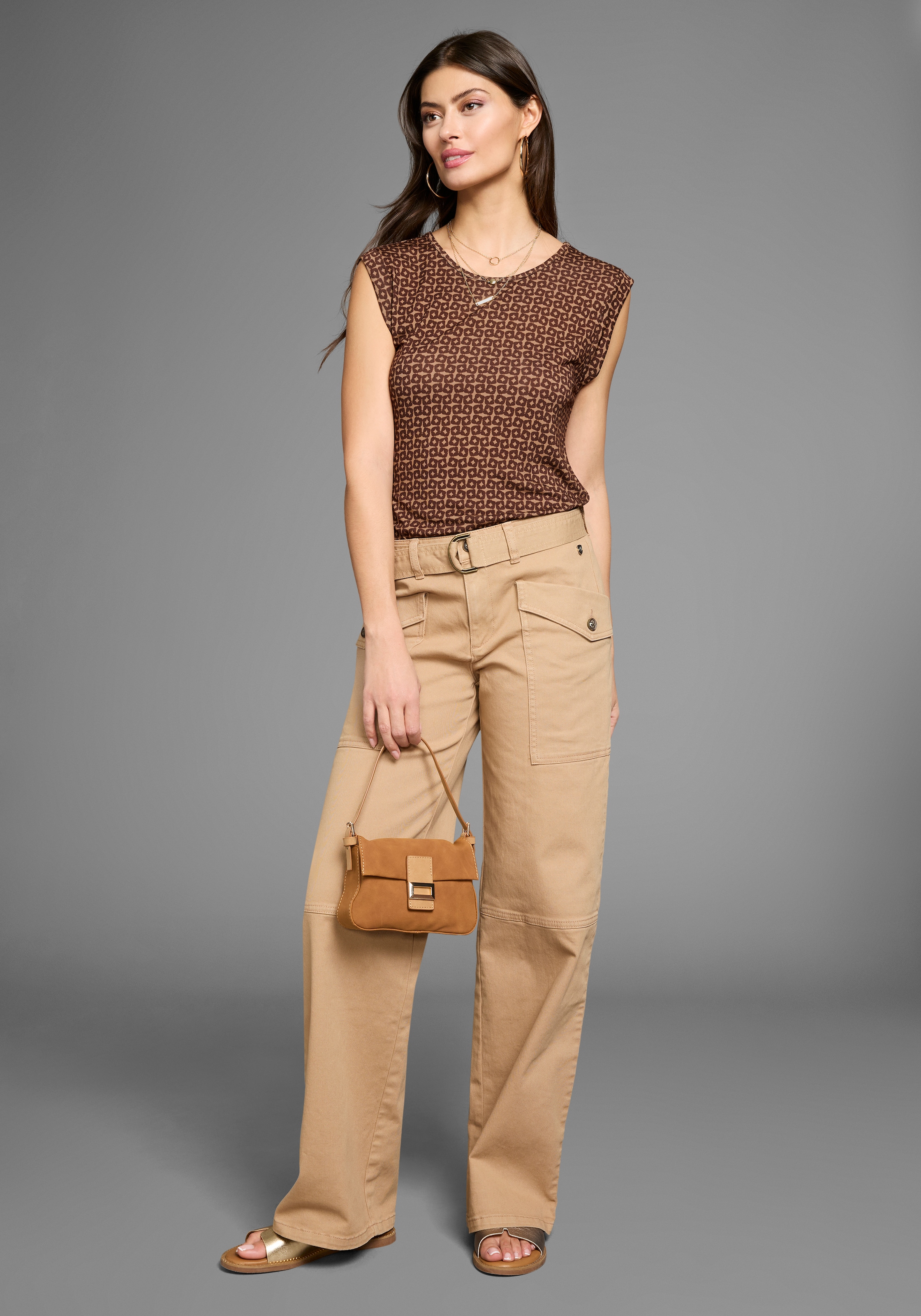 DELMAO Cargohose, (2 tlg., mit abnehmbarem Gürtel), mit modische grossen Eingrifftaschen