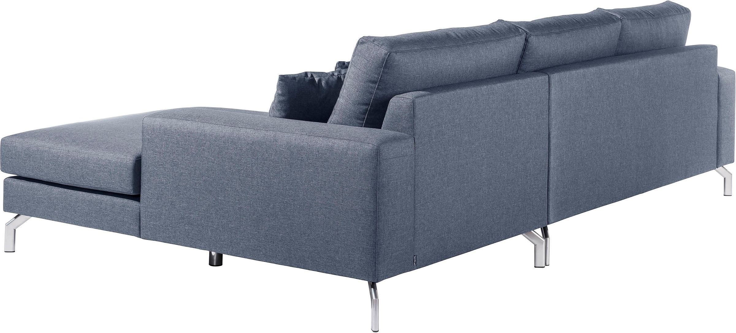 Max Winzer® Ecksofa »Flori Set inkl. Hocker, guter Sitzkomfort, aktuelles Design«, (Spar-Set, Ecksofa und Hocker), elegant mit abgewinkelten Chromfüssen, inklusive Zierkissen