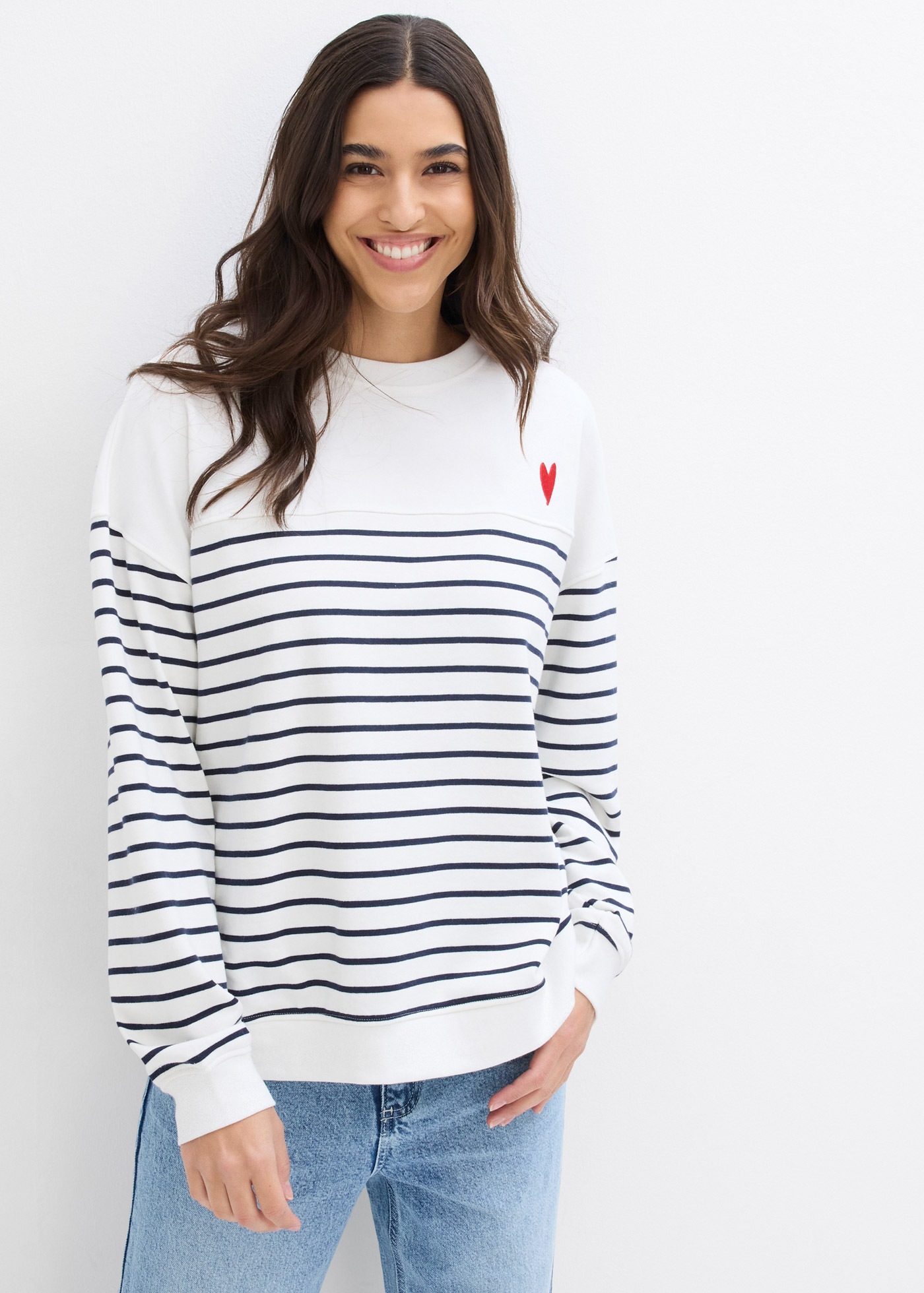 Image of bonprix Sweatshirt, Oversize Passform, gestreiftes Design im bretonischen Stil