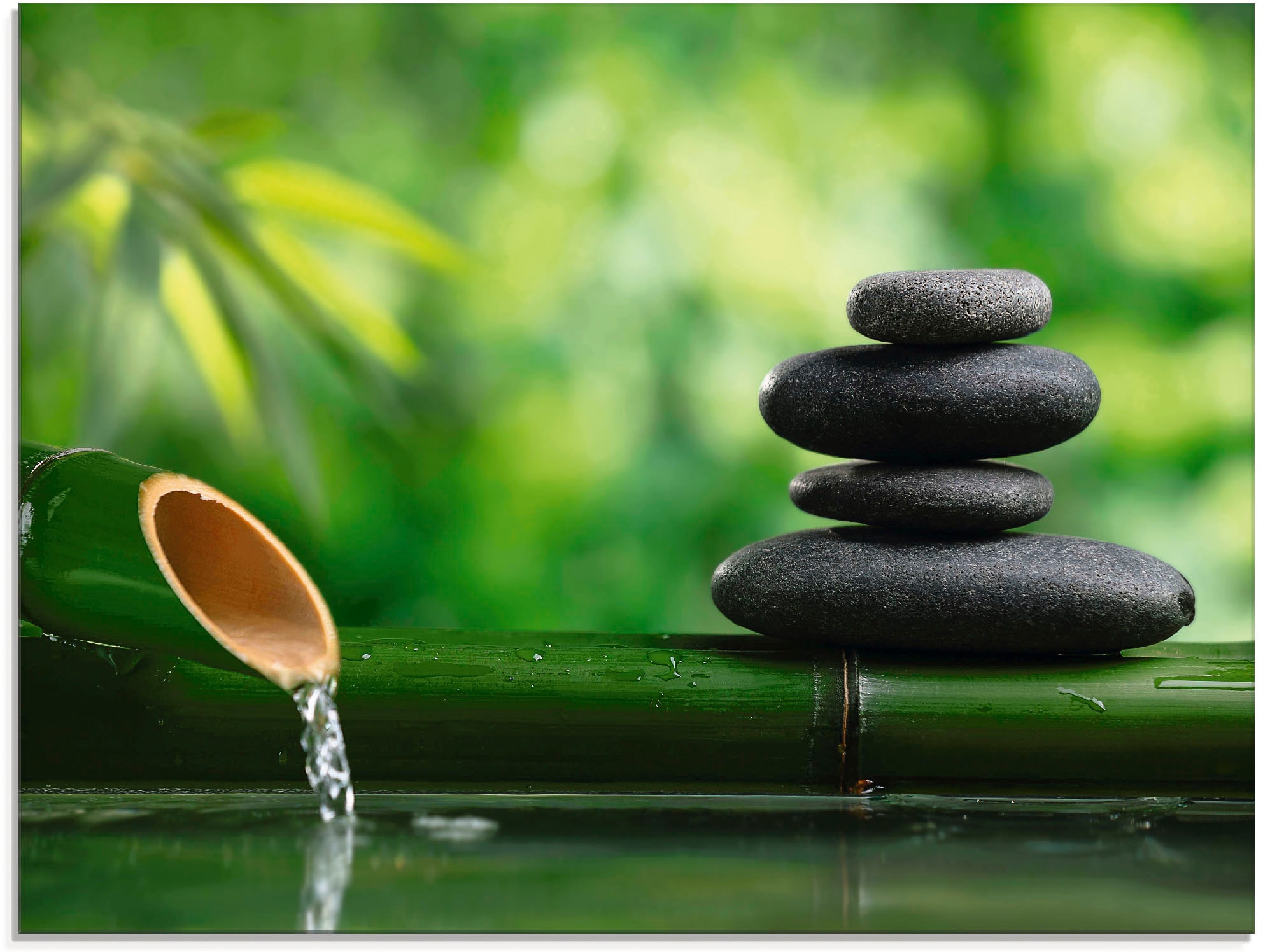 Image of Artland Glasbild "Bambusbrunnen und Zen-Stein" Zen 1 Stk. tlg. in verschiedenen Grössen