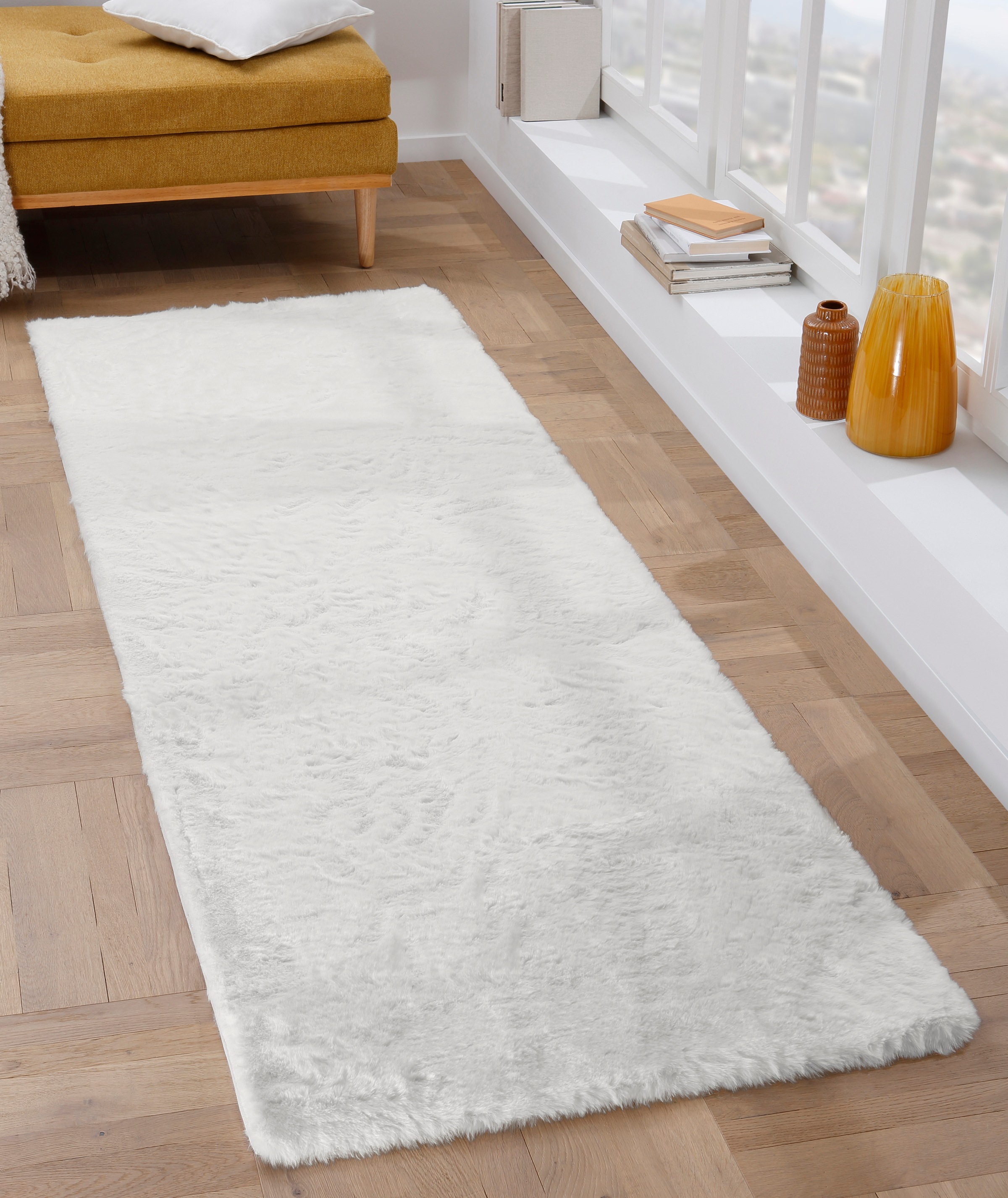 Image of GOODproduct Fellteppich "Rabbit, Kunstfell, Kaninchenfell-Haptik, Microfaser," rechteckig 42 mm Höhe besonders hoch und flauschig, Wohnzimmer, Schlafzimmer, Flur, Läufer