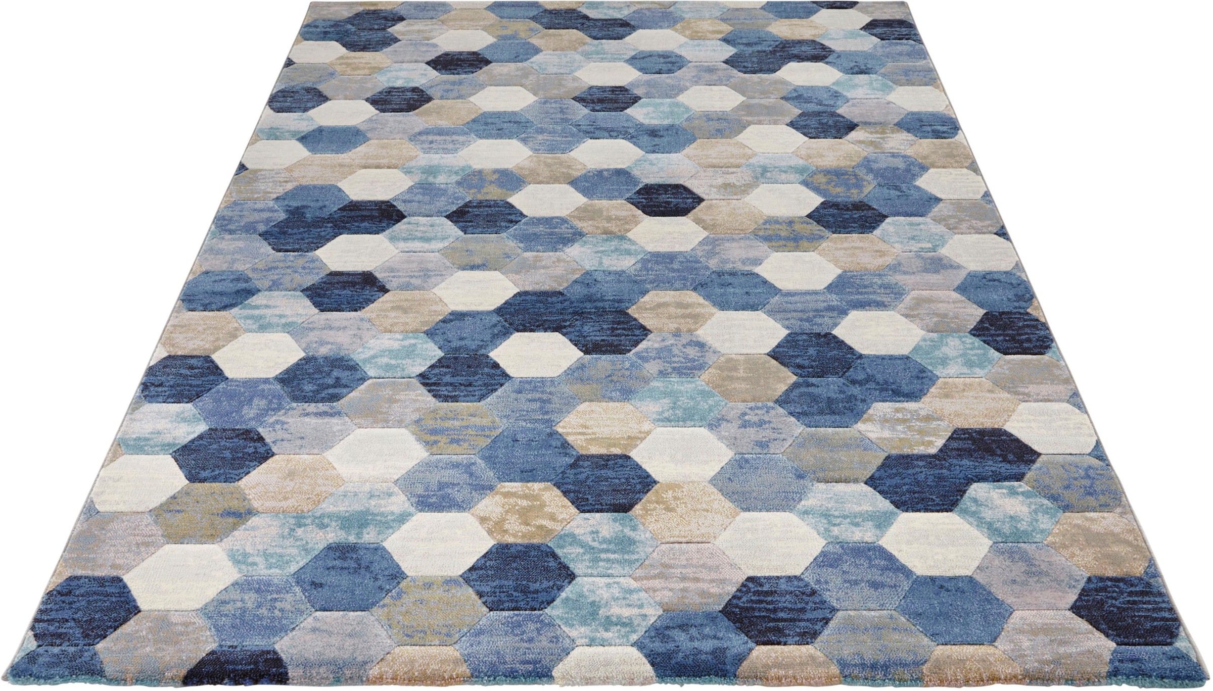 Image of ELLE DECORATION Teppich »Manosque«, rechteckig, 11 mm Höhe, Dichtgewebter, weicher Kurzflor, Geometrisches Design, Wohnzimmer, Schlafzimmer Arbeitszimmer, Plegeleicht bei Ackermann Versand Schweiz