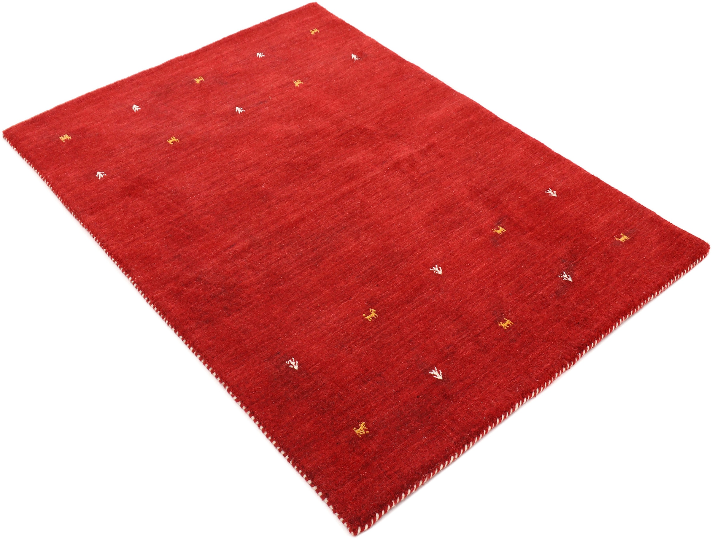 carpetfine Wollteppich »Gabbeh Uni, auch als Läufer erhältlich«, rechteckig, 15 mm Höhe, reine Wolle, handgewebt, Gabbeh Loom Tiermotiv, grosse Farbauswahl